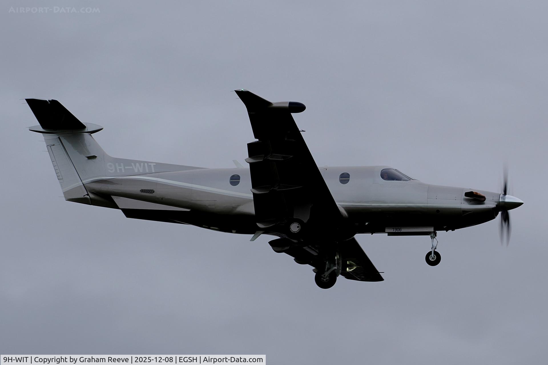 9H-WIT, 2019 Pilatus PC-12/47E C/N 1906, Landing at Norwich.