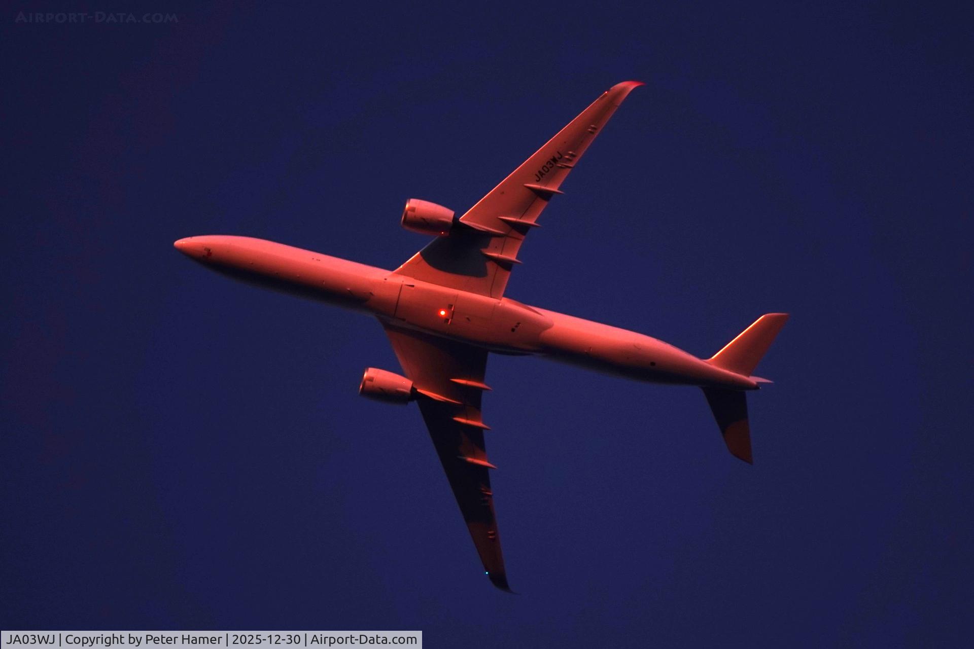 JA03WJ, 2024 Airbus A350-1041 C/N 0635, Over London at sunset