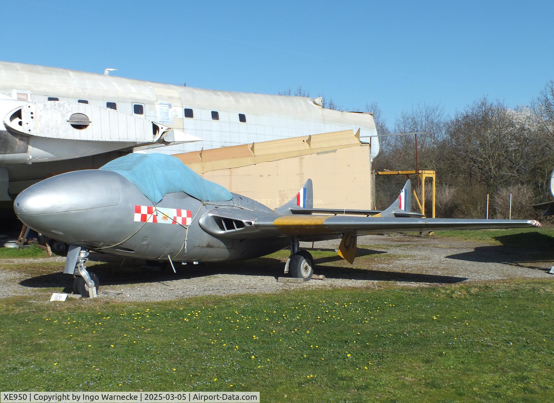 XE950, De Havilland DH-115 Vampire T.11 C/N 15463, De Havilland D.H.115 Vampire T11 at the Ailes Anciennes Toulouse Museum, Blagnac