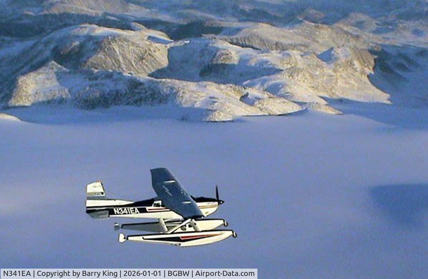 N341EA, 1976 Cessna A185F Skywagon 185 C/N 18502943, Flying over Greenland enroute from the USA to Lake Victoria in Uganda. 2002