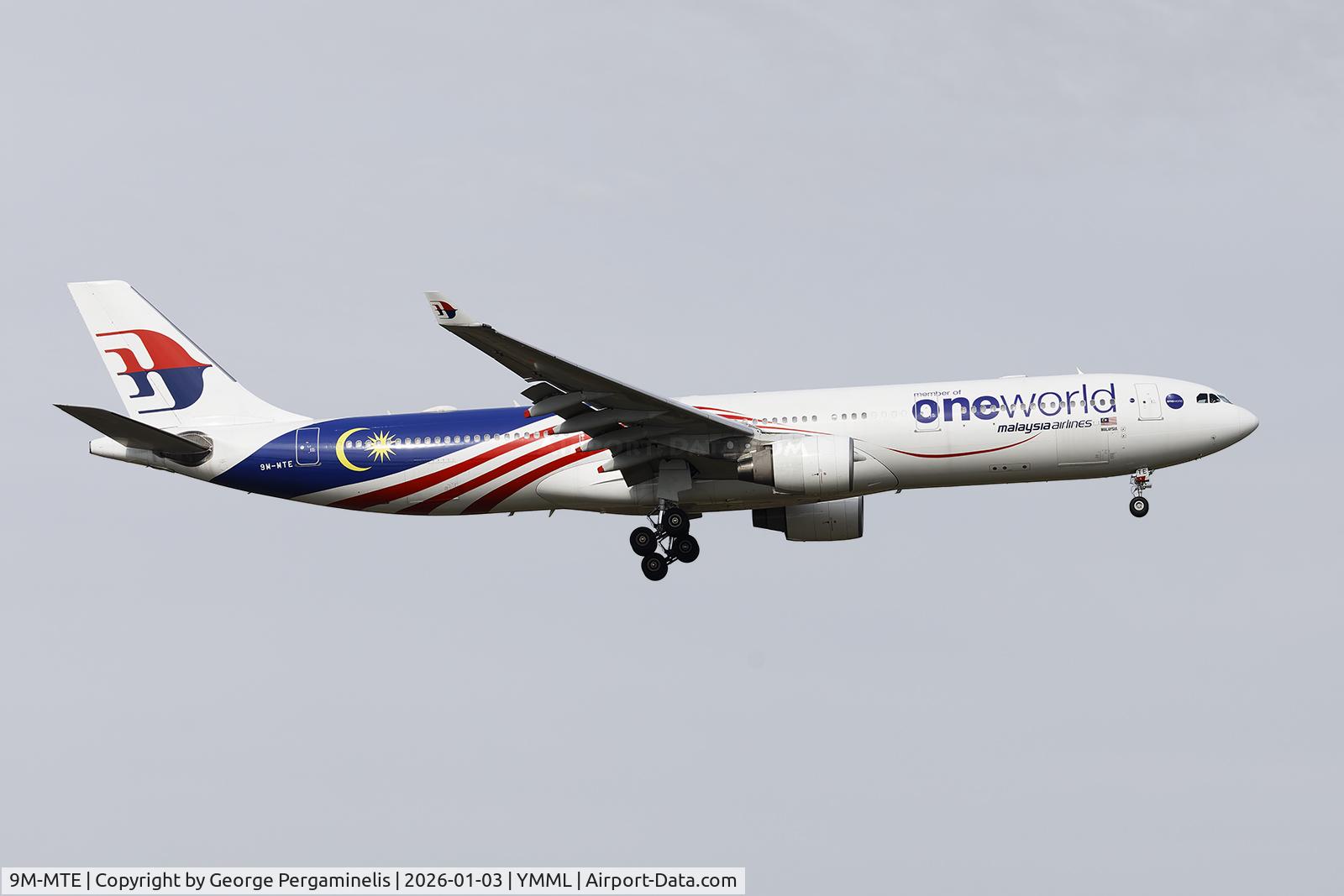 9M-MTE, Airbus A330-323X C/N 1243, Short final for runway 34.