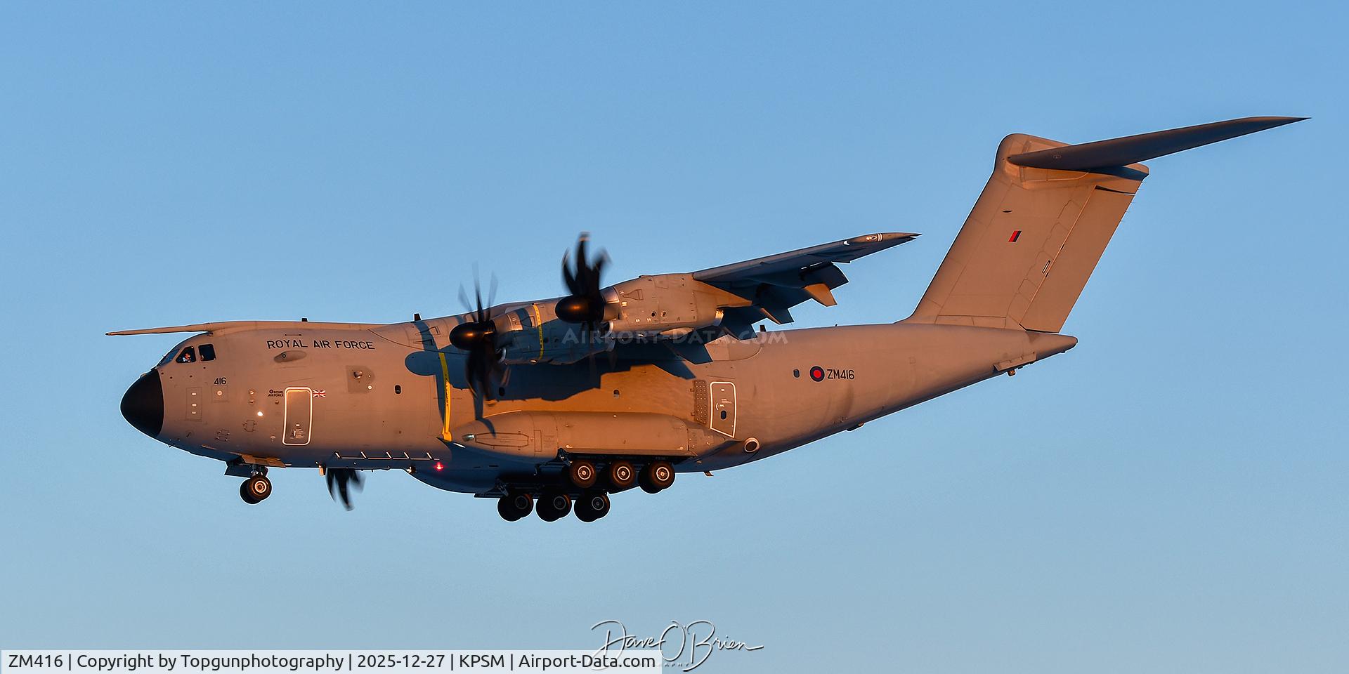 ZM416, 2017 Airbus A400M Atlas C.1 C/N 058, sliding in at sunset