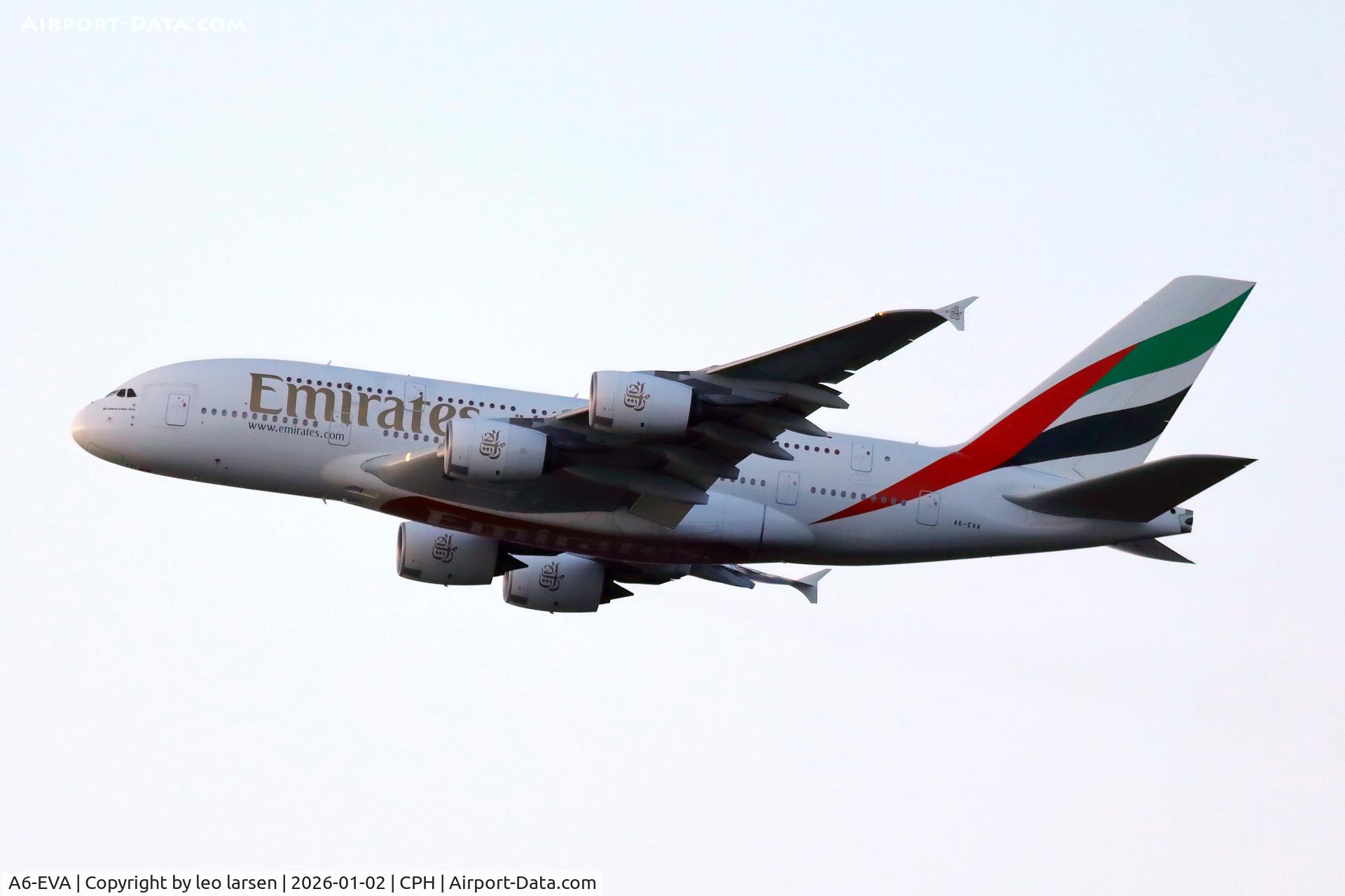 A6-EVA, 2018 Airbus A380-842 C/N 167, Copenhagen 2.1.2026