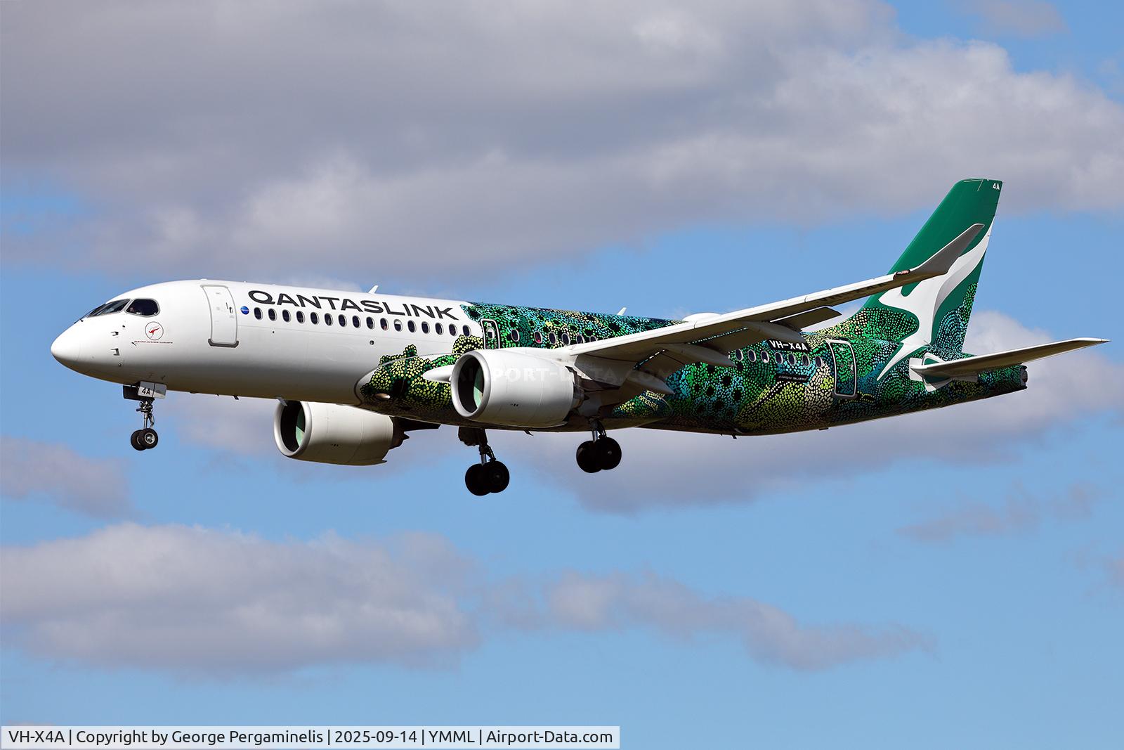 VH-X4A, Airbus A220-371 C/N 55253, Short final for runway 34.