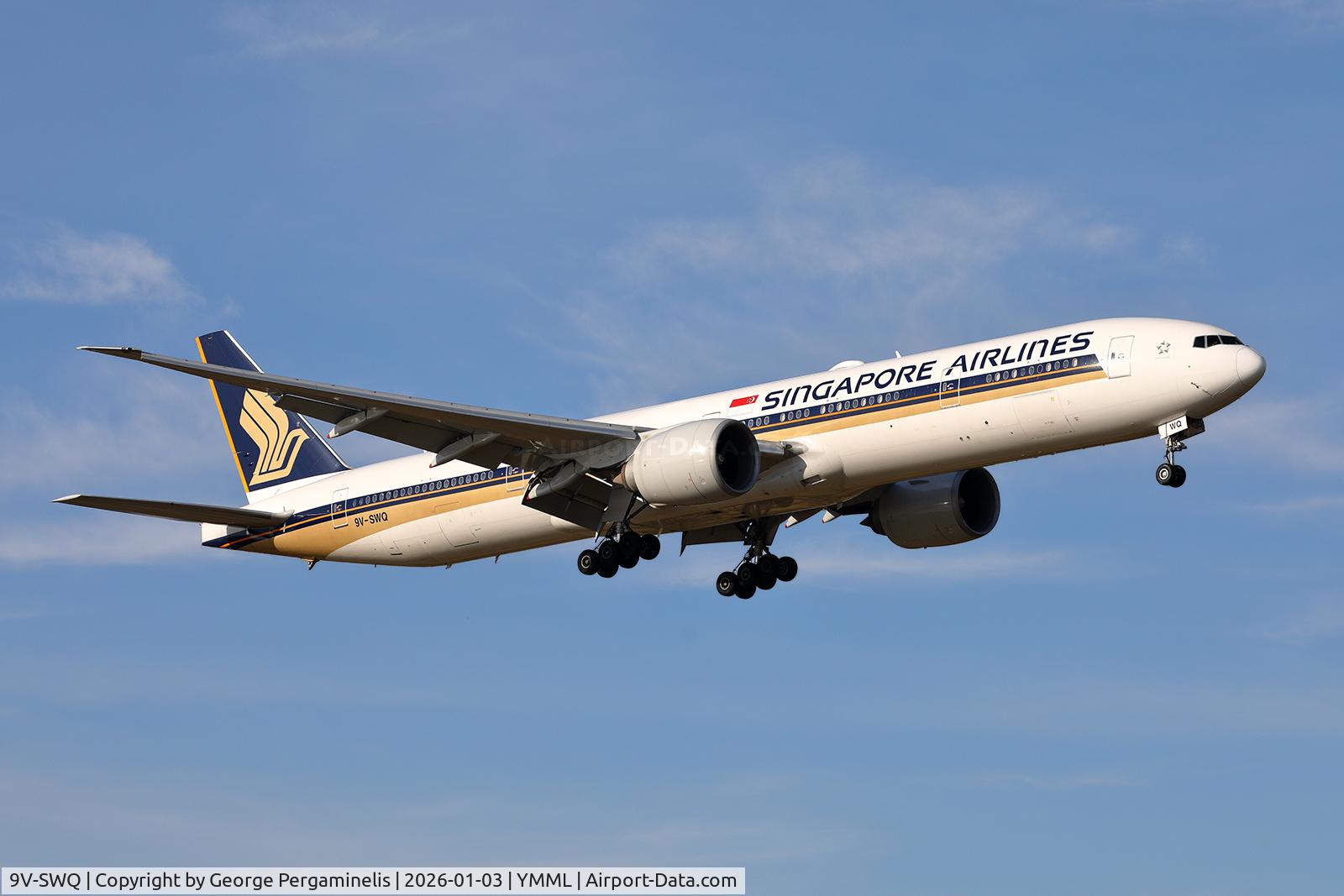 9V-SWQ, 2008 Boeing 777-312/ER C/N 34582, Short final for runway 34.