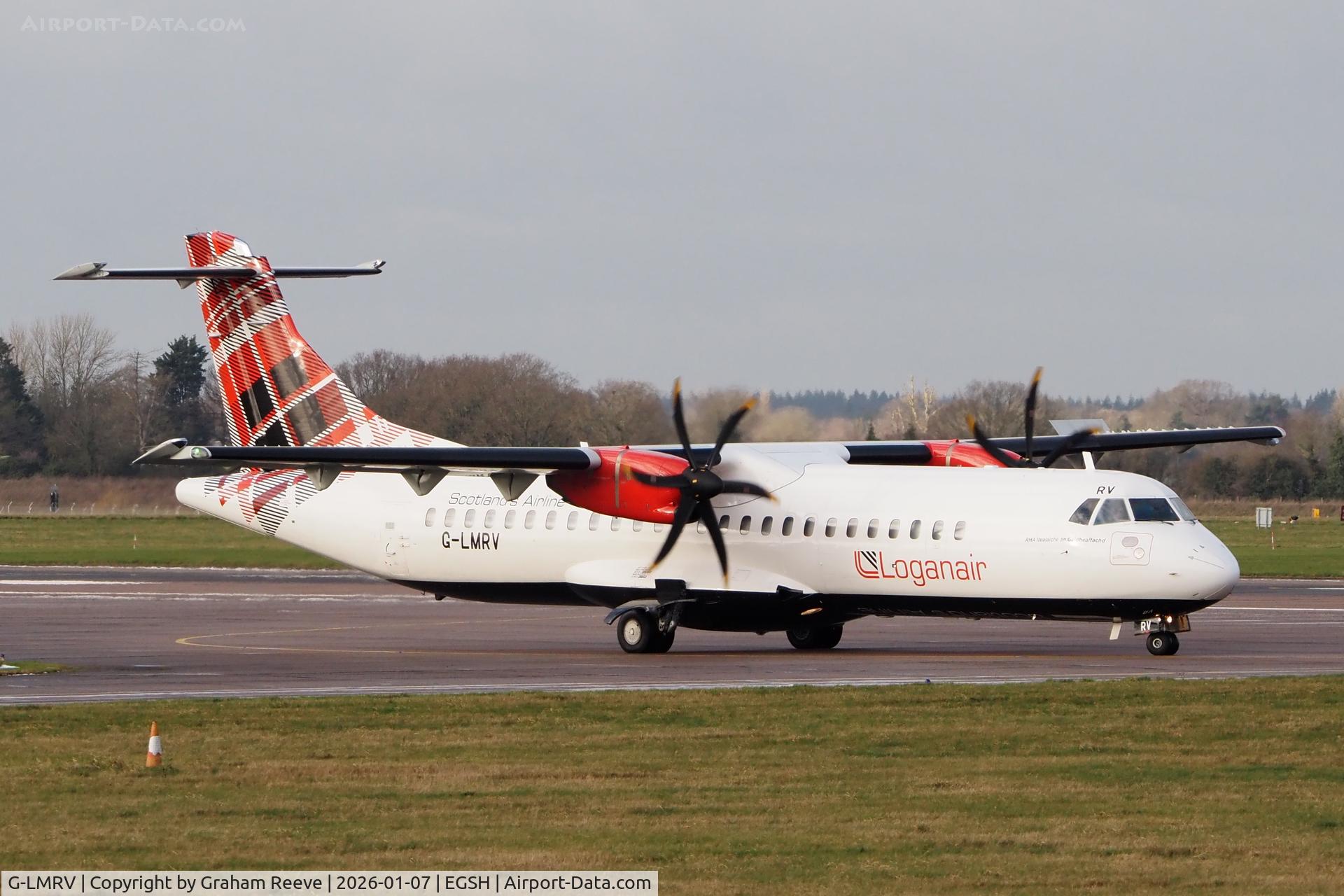 G-LMRV, 2008 ATR 72-212 A C/N 782, Departing from Norwich.