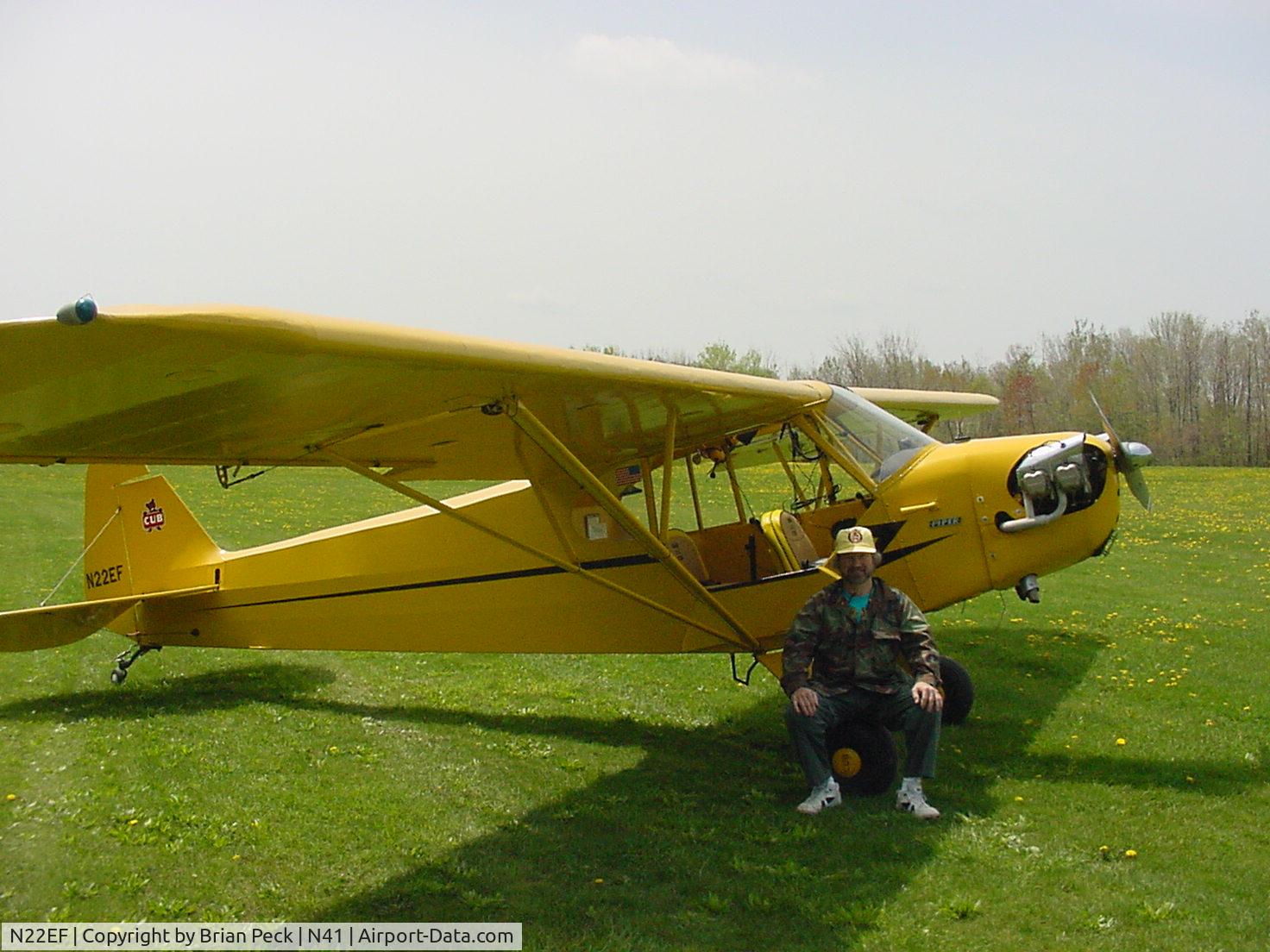 N22EF, 1946 Piper J3C-65 Cub Cub C/N 19525, J3 on grass field