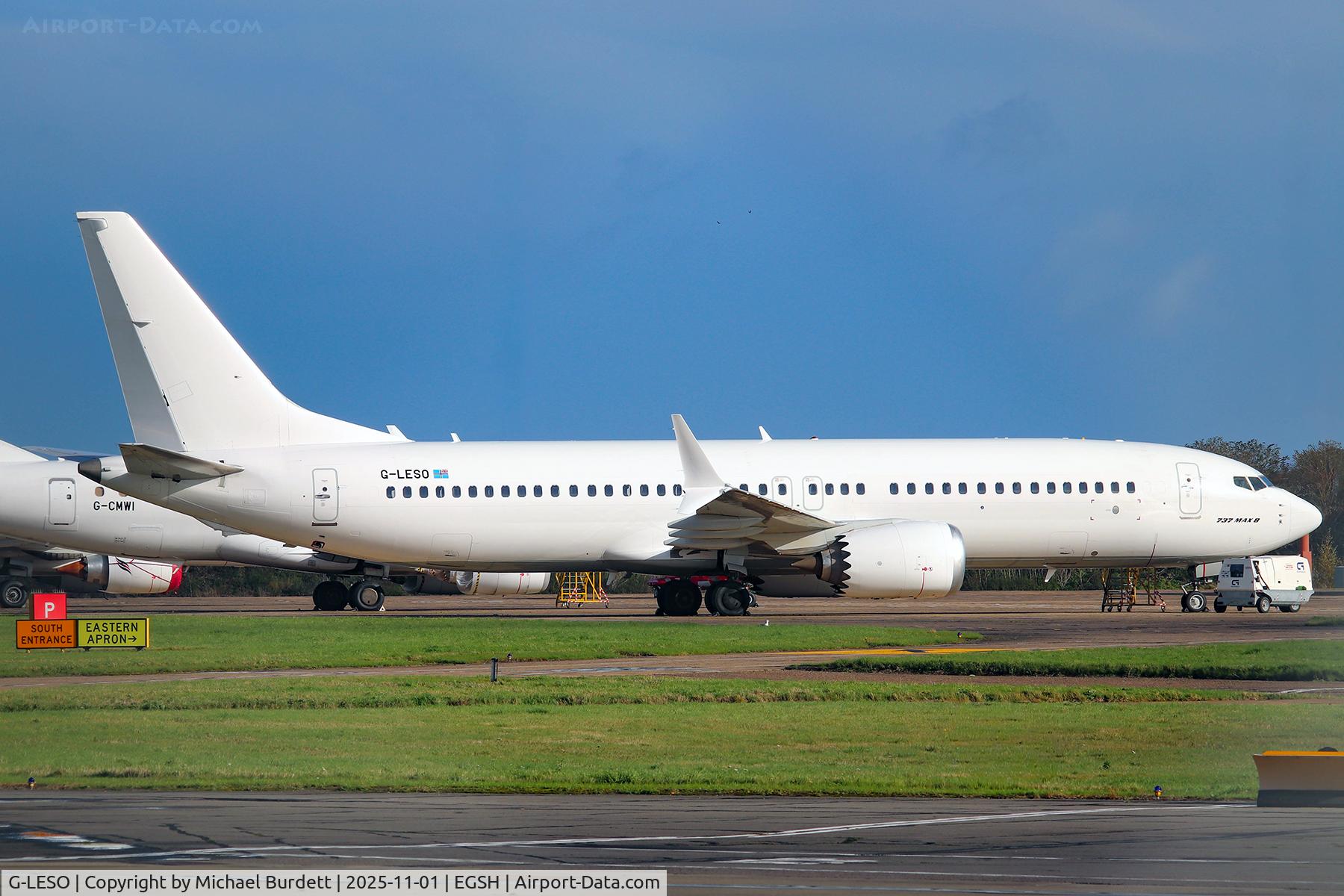 G-LESO, 2018 Boeing B-737-8 Max C/N 64606, On maintenance with KLM Engineering