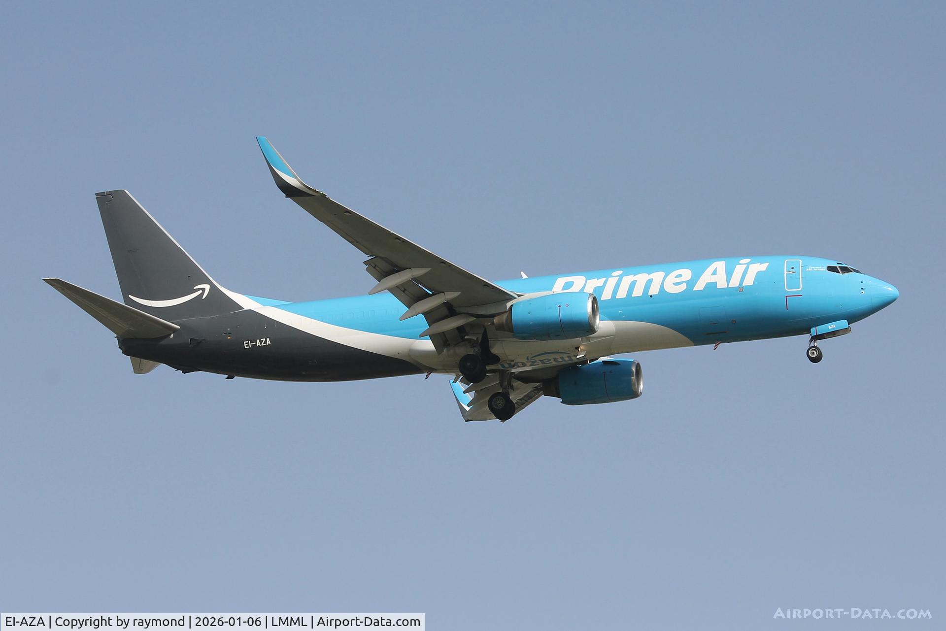 EI-AZA, 2001 Boeing 737-86N C/N 28655, Prime Air Amazon Boeing 737-86N(BCF) reg EI-AZA approaching RW13 Malta.