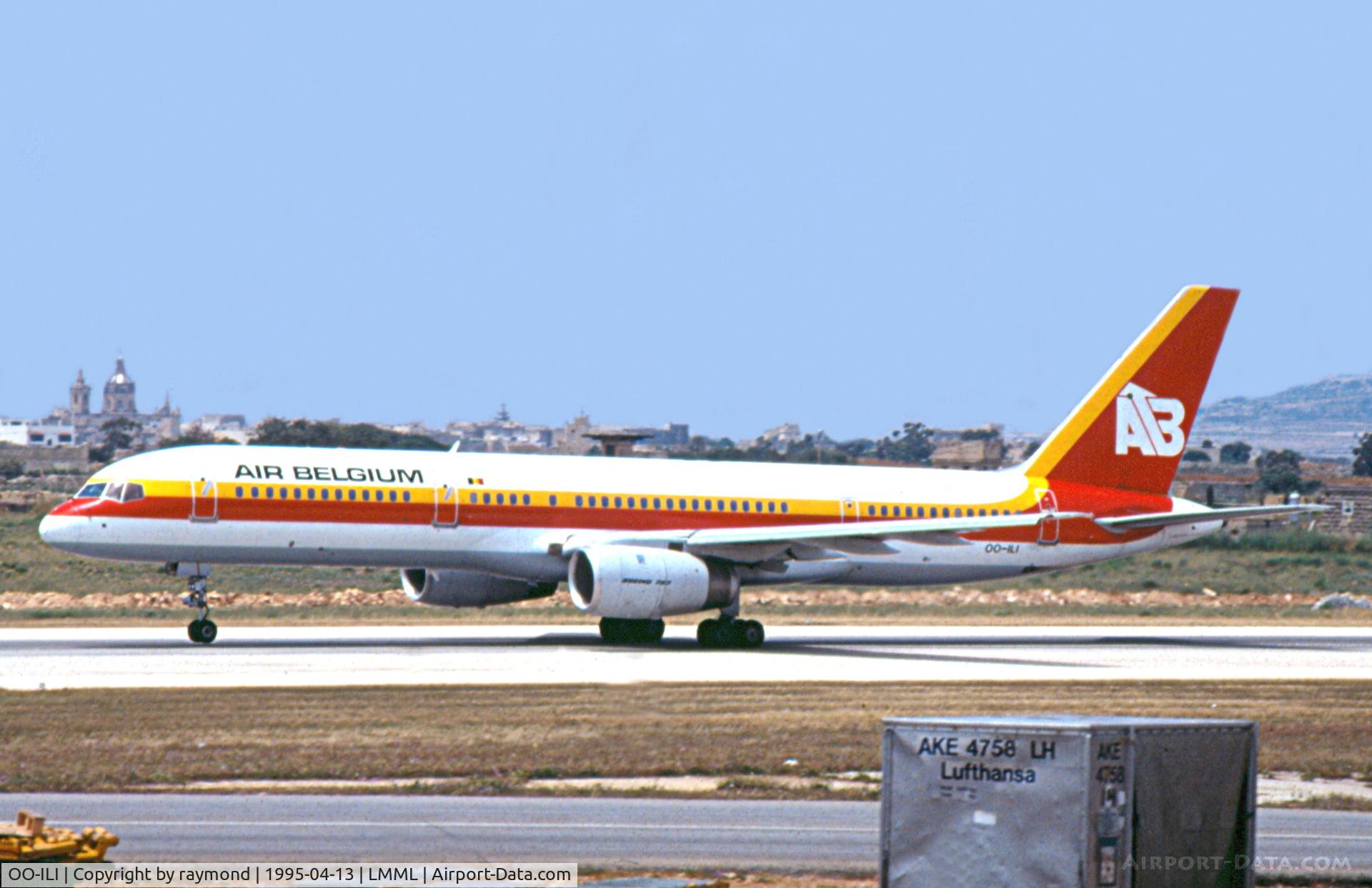 OO-ILI, 1989 Boeing 757-23A C/N 24528, Air Belgium Boeing 757-23A reg OO-ILI rolling RW14 departing from Malta