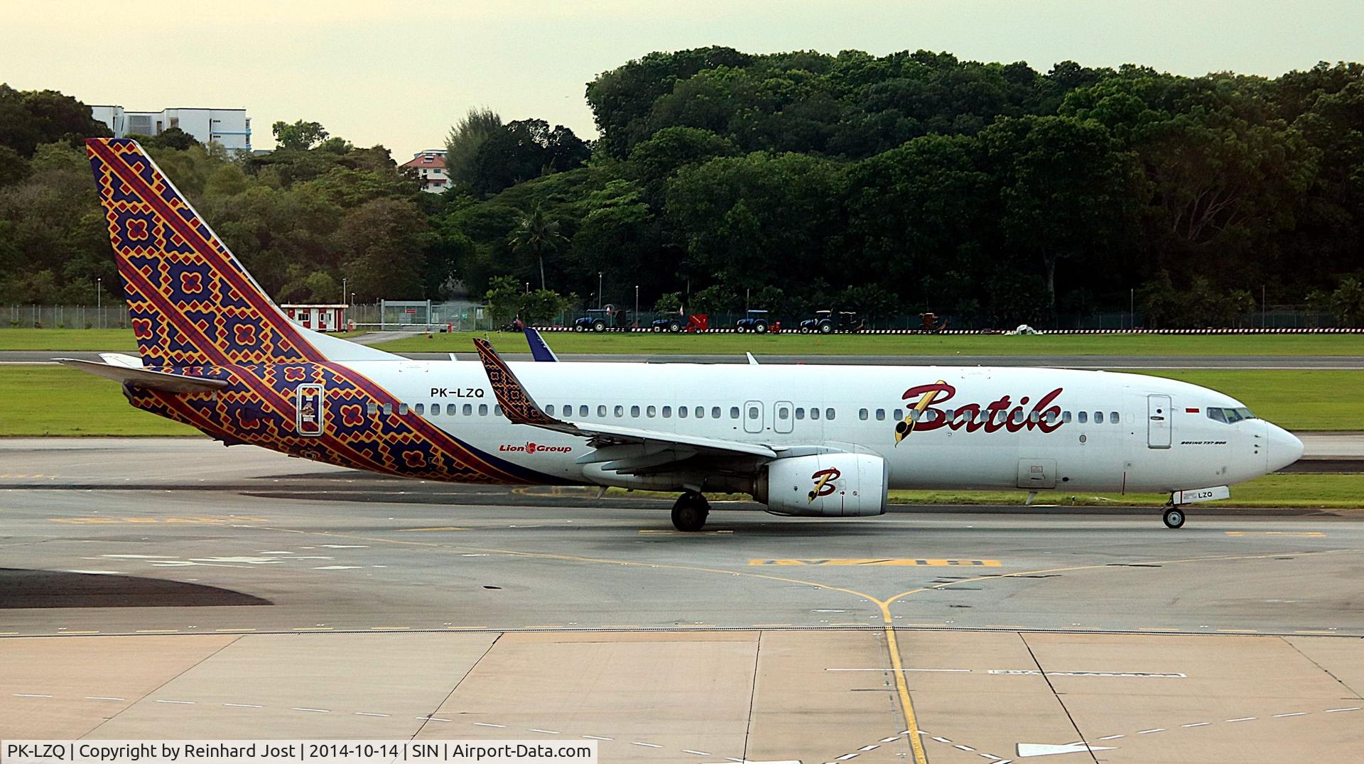 PK-LZQ, 2016 Boeing 737-800 C/N 41815, First flown 2016 for Malindo Air as 9M-LNC, this Boeing 737  is seen as PK-LZQ of Batik Air at Singapore-Changi.
