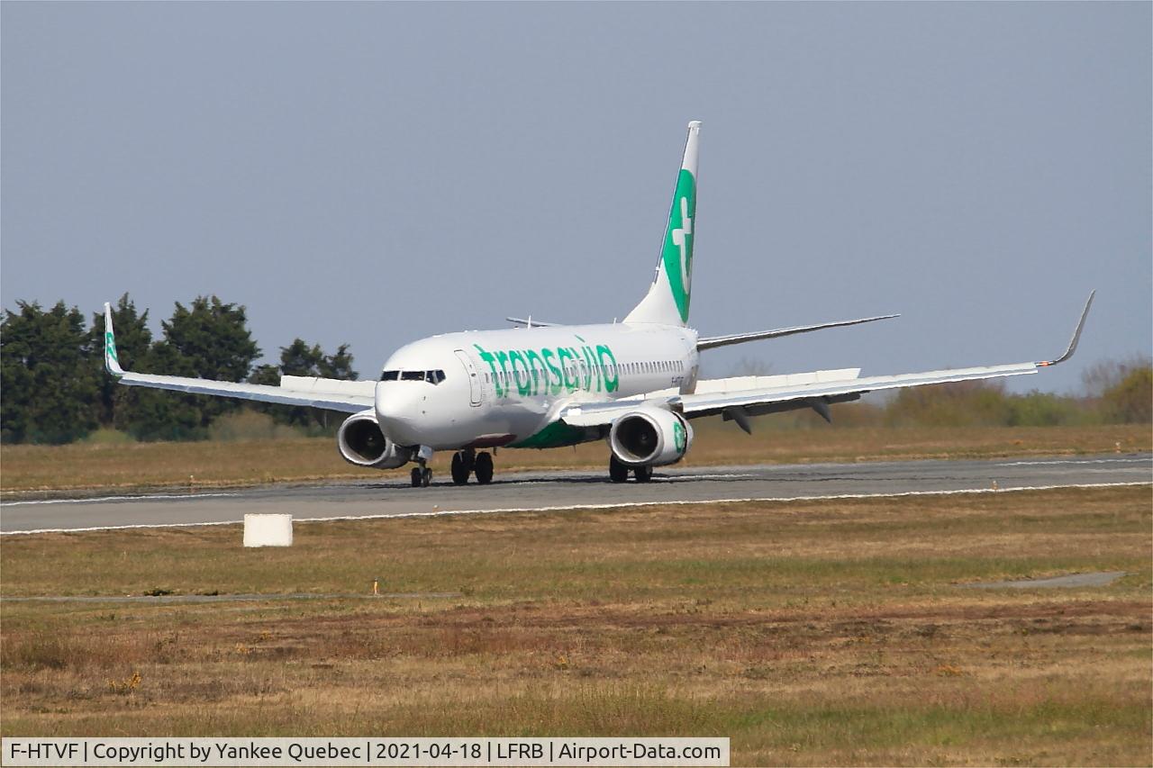 F-HTVF, 2017 Boeing 737-8K2 C/N 62160, Boeing 737-8K2, Landing rwy 25L, Brest-Bretagne Airport (LFRB-BES)
