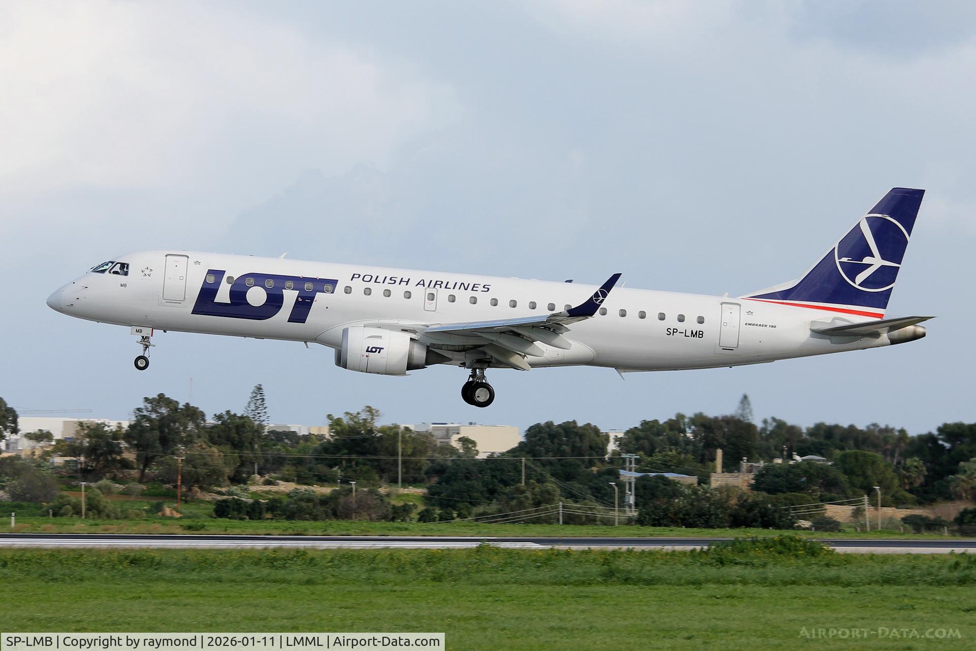 SP-LMB, 2018 Embraer ERJ-190STD (ERJ-190-100) C/N 19000762, Embraer ERJ-190STD reg SP-LMB of LOT Polish Airlines landing in Malta RW31.