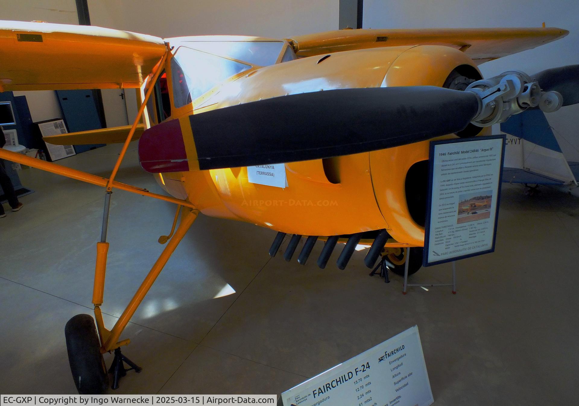 EC-GXP, Fairchild UC-61K Argus III (24R-46A) C/N 946, Fairchild UC-61K Argus III (24R-46A) at the FPAC (Fundació Parc Aeronàutic de Catalunya) Centre Cultural Aeronàutic, Barcelona El Prat airport