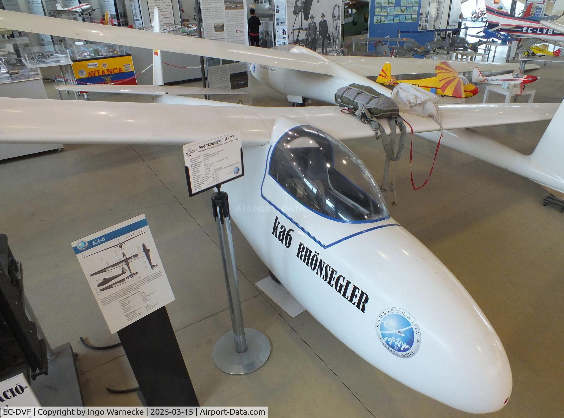 EC-DVF, 1964 Schleicher Ka-6CR Rhonsegler C/N 6302, Schleicher Ka 6 CR Rhönsegler at the FPAC (Fundació Parc Aeronàutic de Catalunya) Centre Cultural Aeronàutic, Barcelona El Prat airport