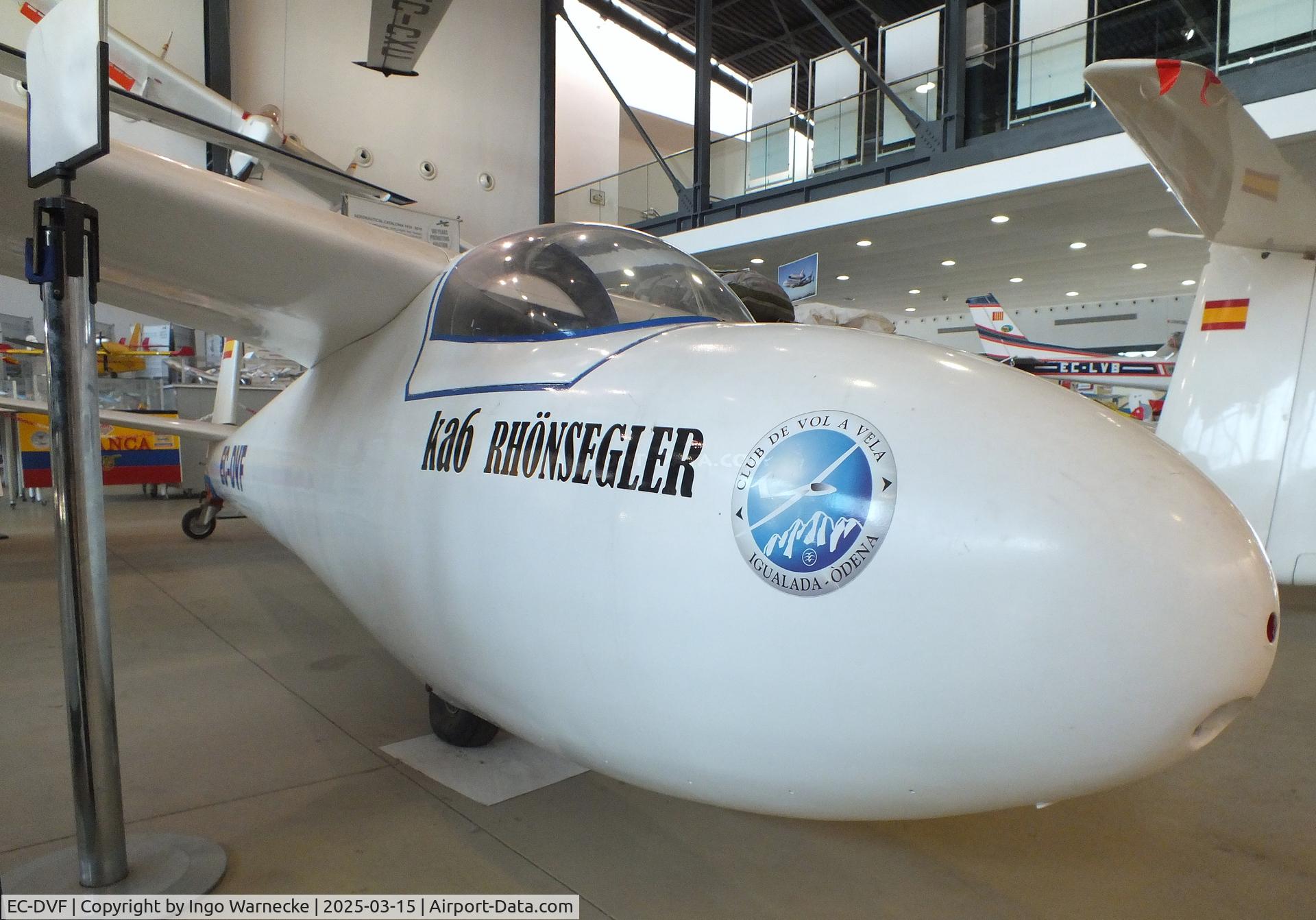 EC-DVF, 1964 Schleicher Ka-6CR Rhonsegler C/N 6302, Schleicher Ka 6 CR Rhönsegler at the FPAC (Fundació Parc Aeronàutic de Catalunya) Centre Cultural Aeronàutic, Barcelona El Prat airport