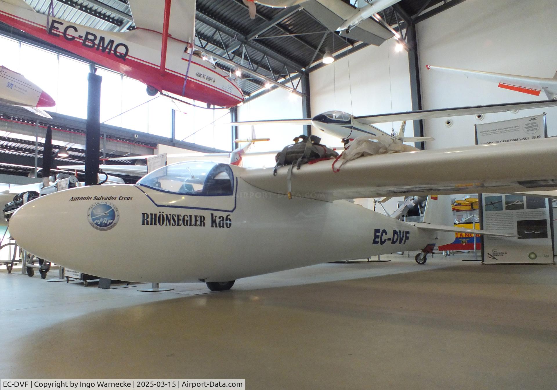 EC-DVF, 1964 Schleicher Ka-6CR Rhonsegler C/N 6302, Schleicher Ka 6 CR Rhönsegler at the FPAC (Fundació Parc Aeronàutic de Catalunya) Centre Cultural Aeronàutic, Barcelona El Prat airport