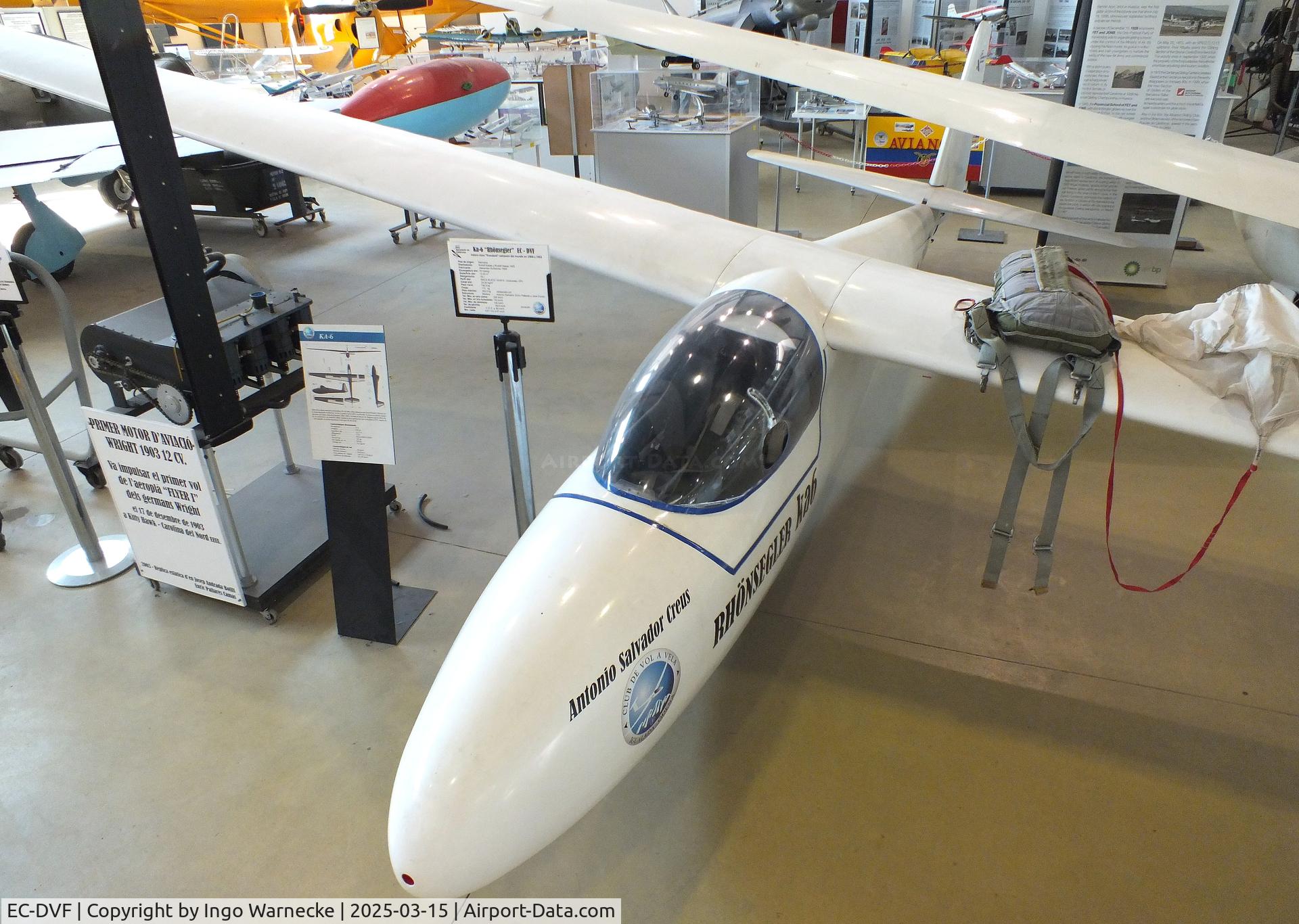 EC-DVF, 1964 Schleicher Ka-6CR Rhonsegler C/N 6302, Schleicher Ka 6 CR Rhönsegler at the FPAC (Fundació Parc Aeronàutic de Catalunya) Centre Cultural Aeronàutic, Barcelona El Prat airport