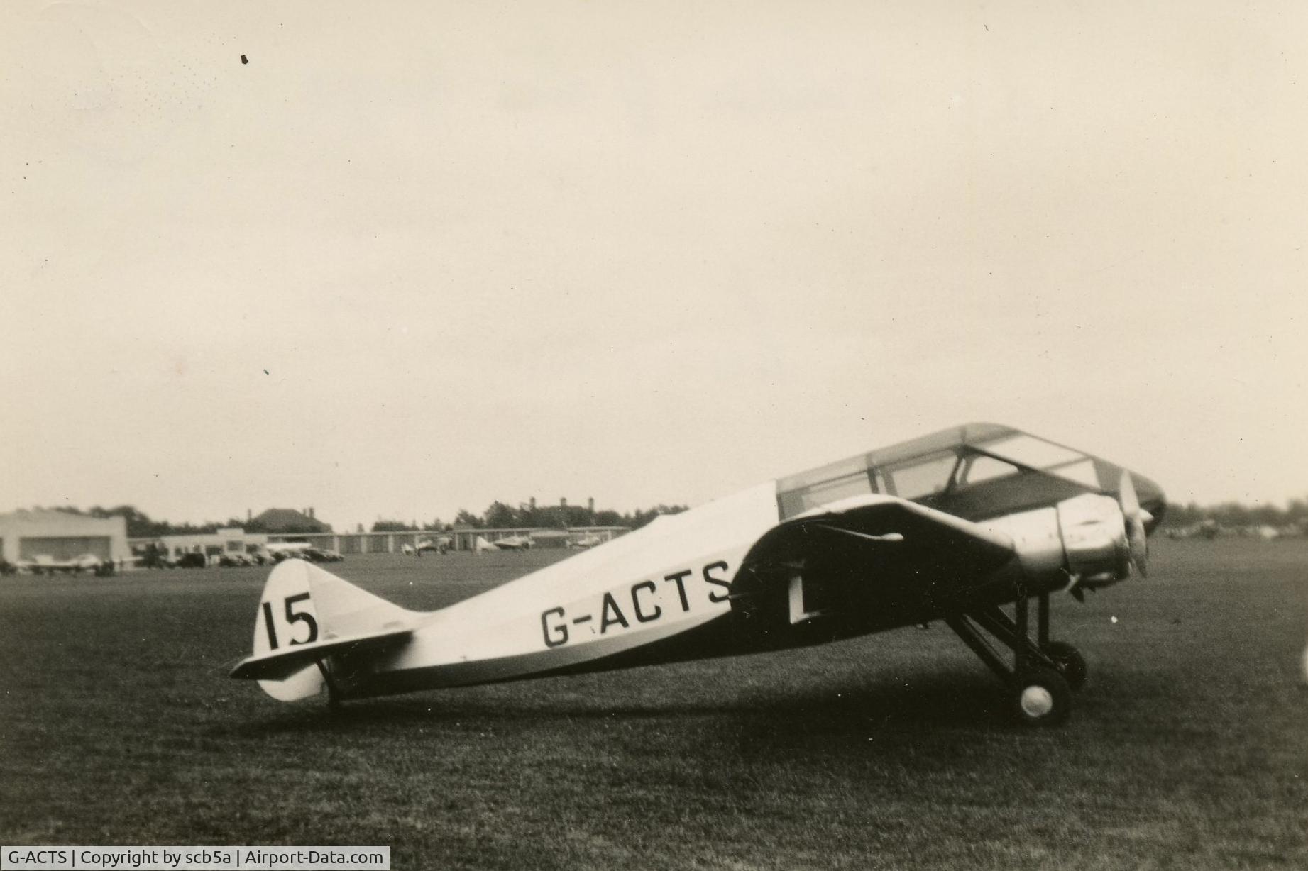 G-ACTS, General Aircraft Monospar ST-10 C/N GAL/ST/10/32, Rear of photo states 