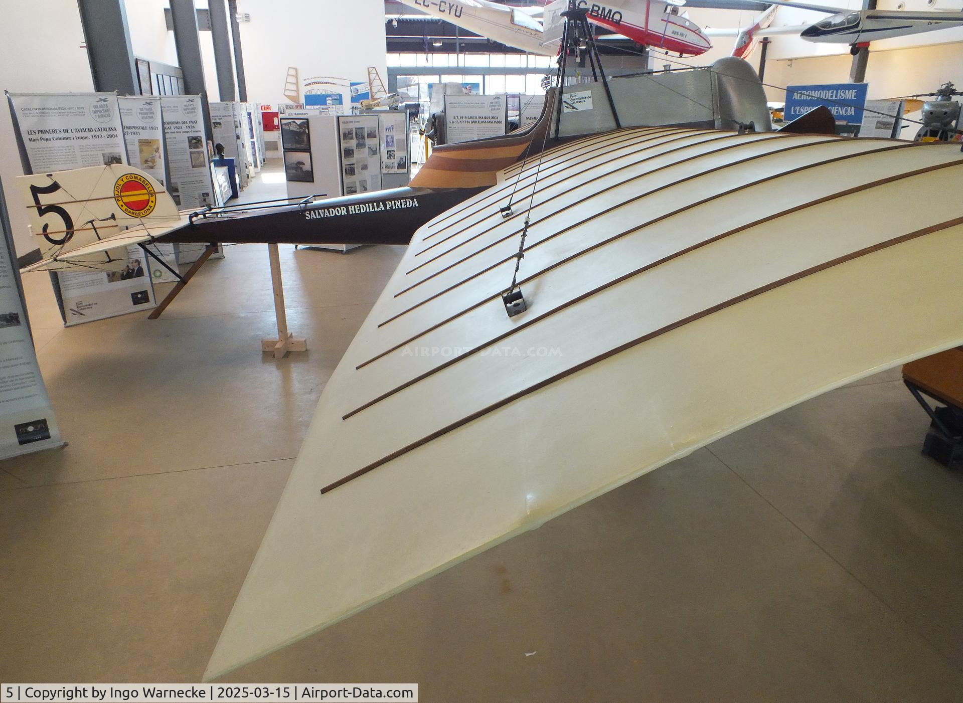 5, 2002 Hedilla 1915 Monocoque II replica C/N 01, Salvador Hedilla Pineda 1916 Monocoque II replica (originally built by Pujol y Comabella Cia, replica built by Asociación Amigos de la Aeronáutica) at the FPAC (Fundació Parc Aeronàutic de Catalunya) Centre Cultural Aeronàutic, Barcelona El Prat airport
