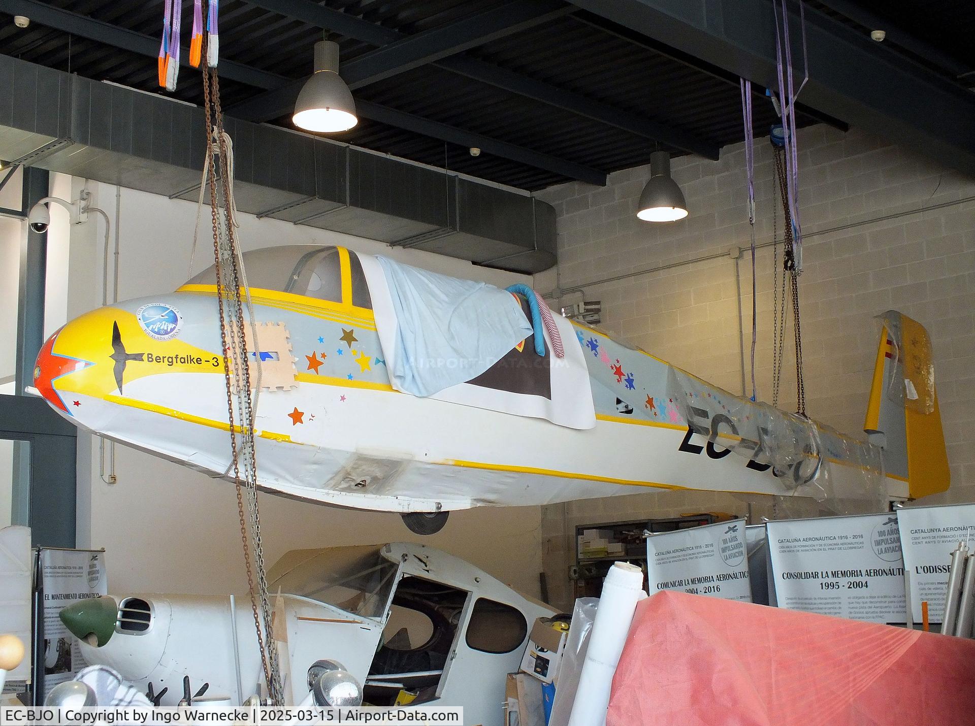 EC-BJO, 1965 Scheibe Bergfalke III C/N 5548, Scheibe Bergfalke III (wings/tailplanes dismounted) awaiting restoration at the FPAC (Fundació Parc Aeronàutic de Catalunya) Centre Cultural Aeronàutic, Barcelona El Prat airport