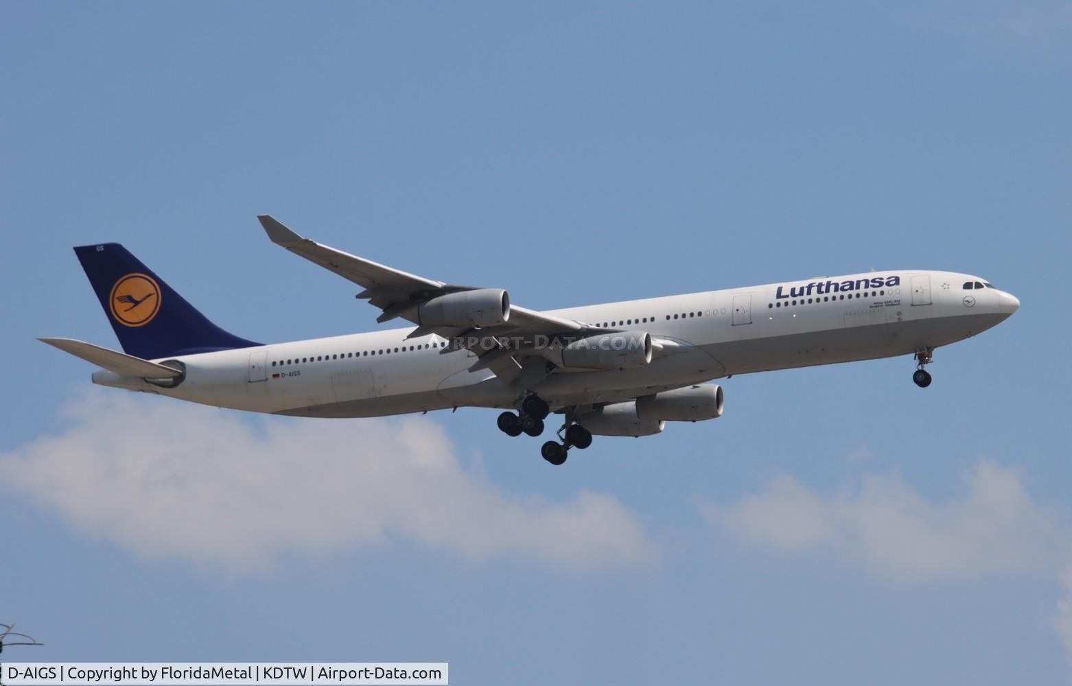 D-AIGS, 1999 Airbus A340-313 C/N 297, DLH A343 oc zx fra, eddf-dtw
