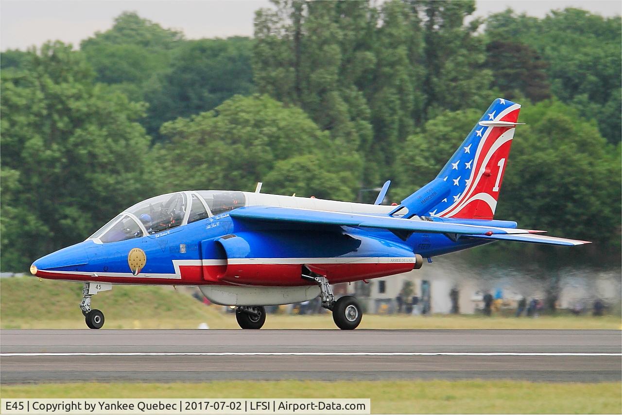 E45, Dassault-Dornier Alpha Jet E C/N E45, Dassault-Dornier Alpha Jet E (F-TETF), Leader of Patrouille de France 2017, Landing rwy 29, St Dizier-Robinson Air Base 113 (LFSI)