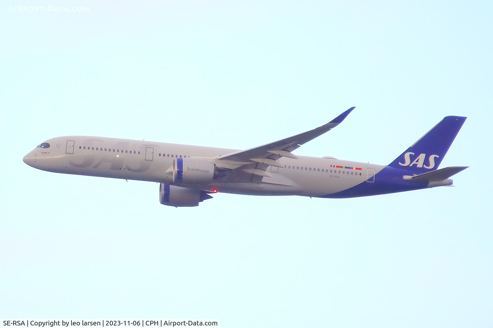 SE-RSA, 2019 Airbus A350-941 C/N 358, Copenhagen 6.11.2023. Goodbye flight leaving SAS fleet.