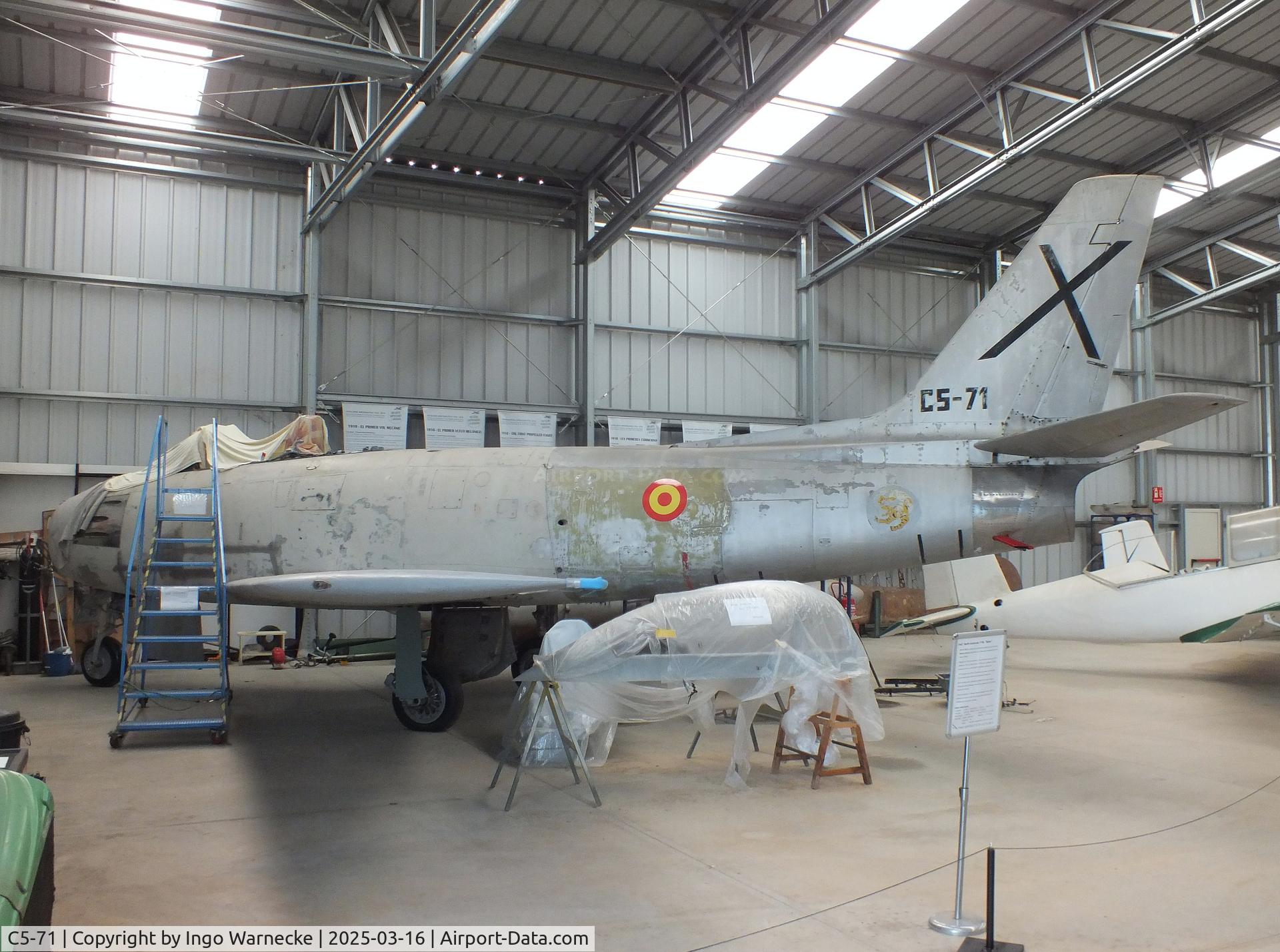 C5-71, 1952 North American F-86F Sabre C/N 191-414, North American F-86F Sabre being restored at the FPAC (Fundació Parc Aeronàutic de Catalunya) Museu Aeronàutic de Catalunya at Sabadell airport