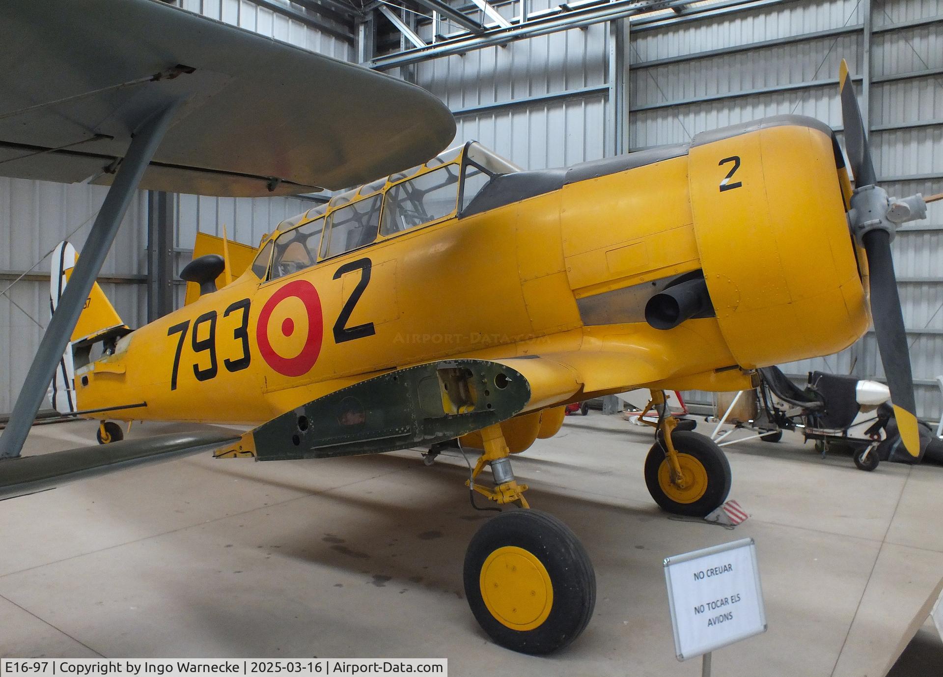 E16-97, 1949 North American T-6G Texan C/N 168-478, North American T-6G Texan (wings dismounted) at the FPAC (Fundació Parc Aeronàutic de Catalunya) Museu Aeronàutic de Catalunya at Sabadell airport