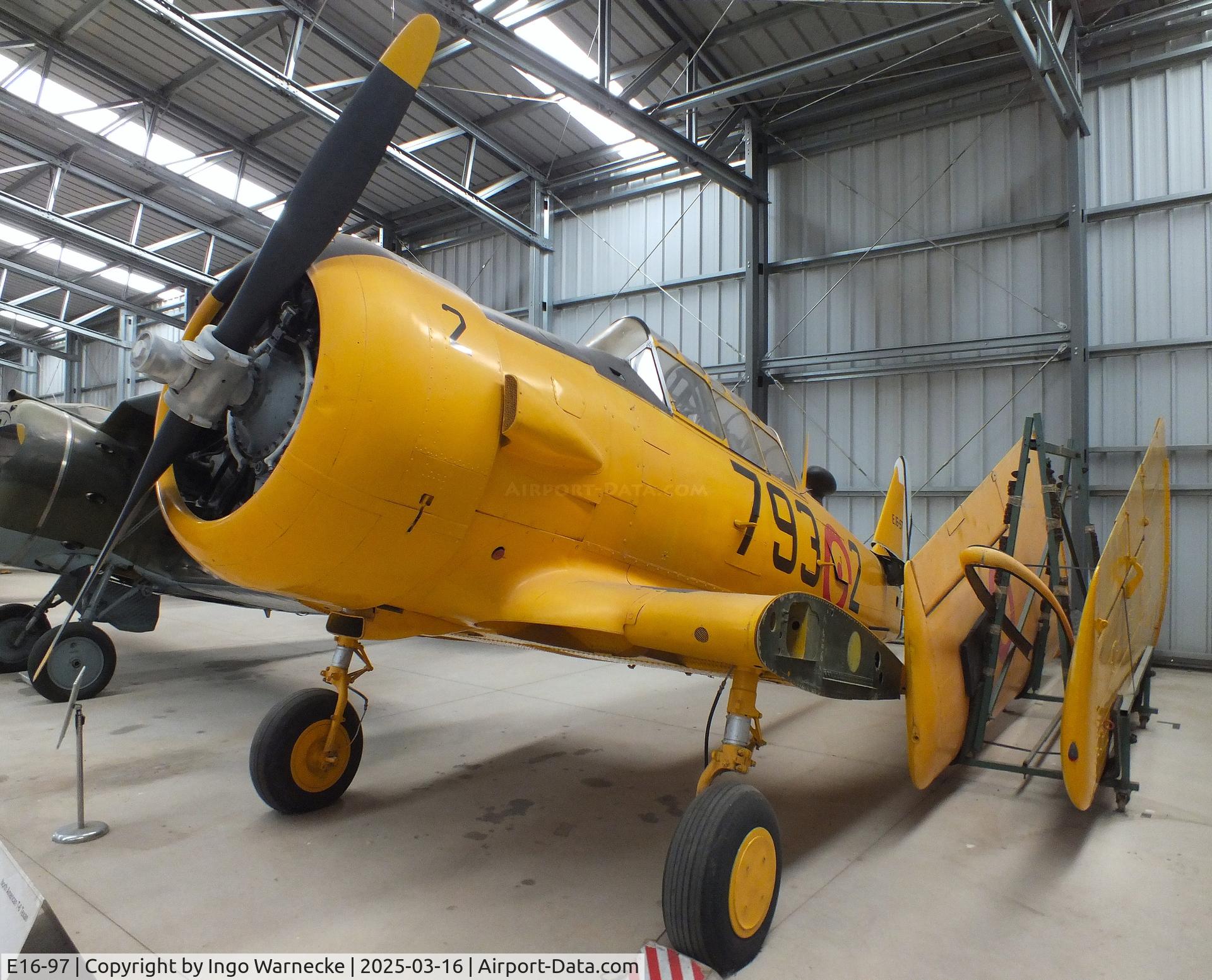 E16-97, 1949 North American T-6G Texan C/N 168-478, North American T-6G Texan (wings dismounted) at the FPAC (Fundació Parc Aeronàutic de Catalunya) Museu Aeronàutic de Catalunya at Sabadell airport