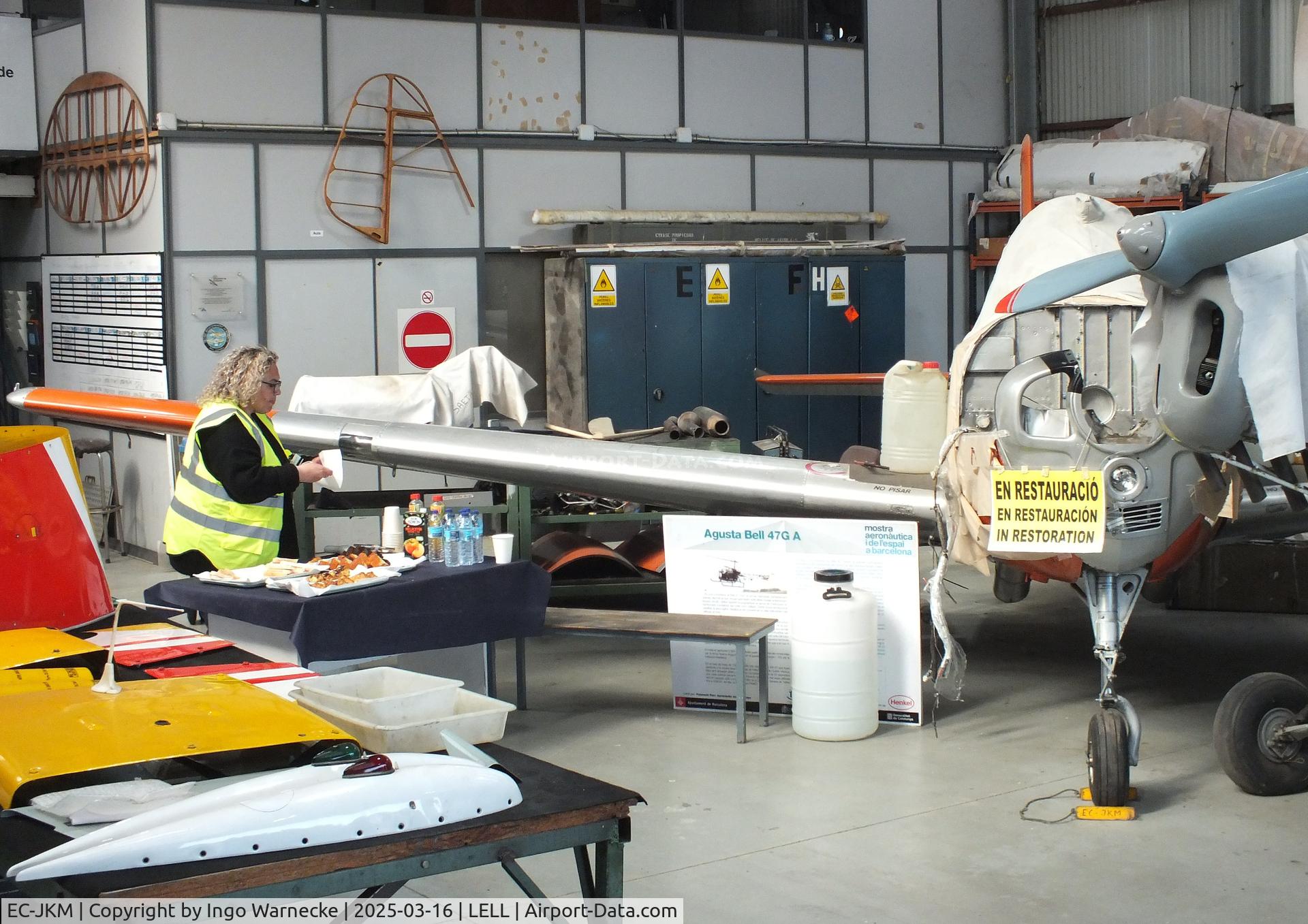 EC-JKM, 1959 Beech T-34A Mentor Mentor C/N BG-368, Beech T-34A Mentor (minus engine) being restored at the FPAC (Fundació Parc Aeronàutic de Catalunya) Museu Aeronàutic de Catalunya at Sabadell airport