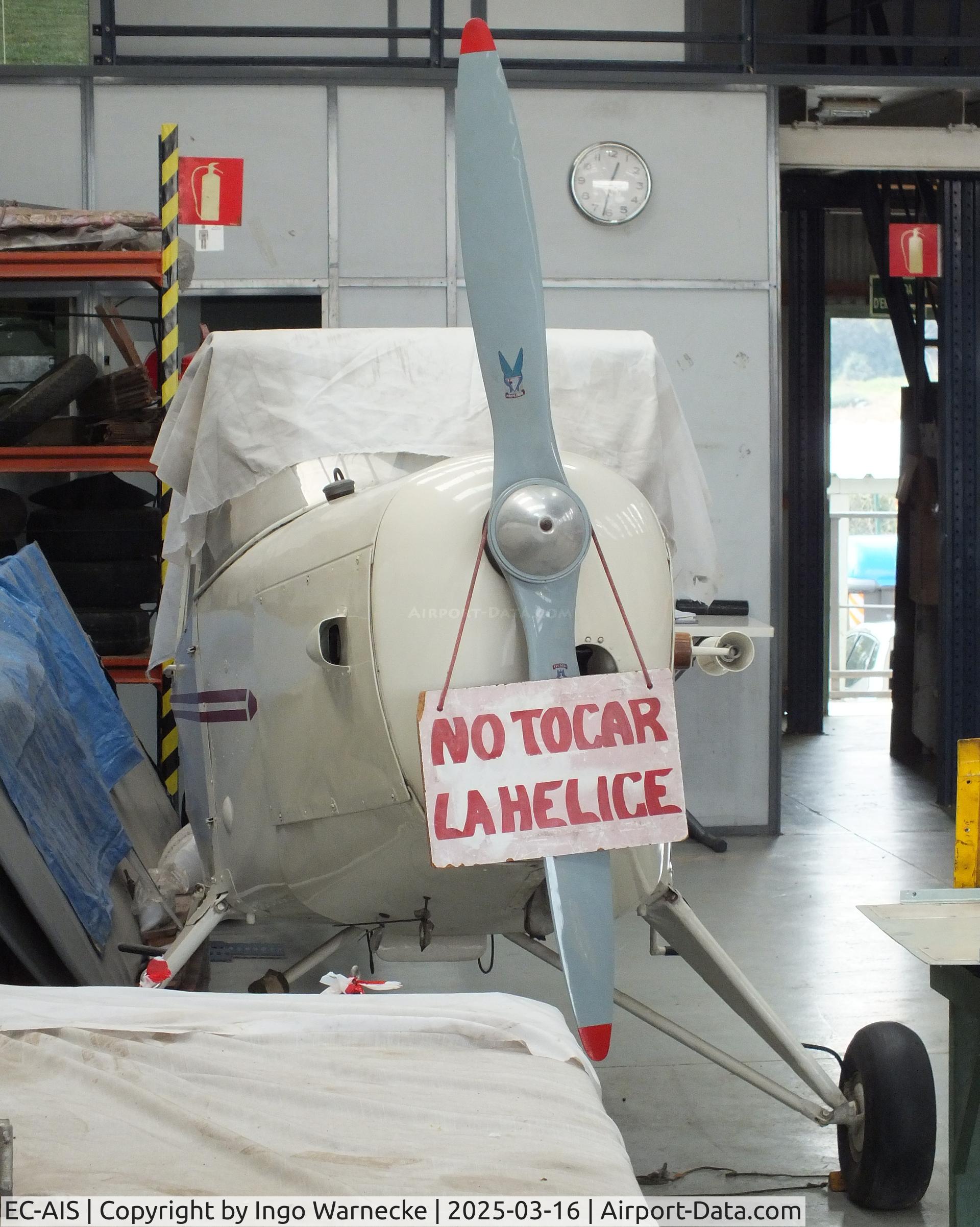 EC-AIS, Auster J-1 Autocrat C/N 2190, Auster J-1 Autocrat (wings dismounted) being restored at the FPAC (Fundació Parc Aeronàutic de Catalunya) Museu Aeronàutic de Catalunya at Sabadell airport