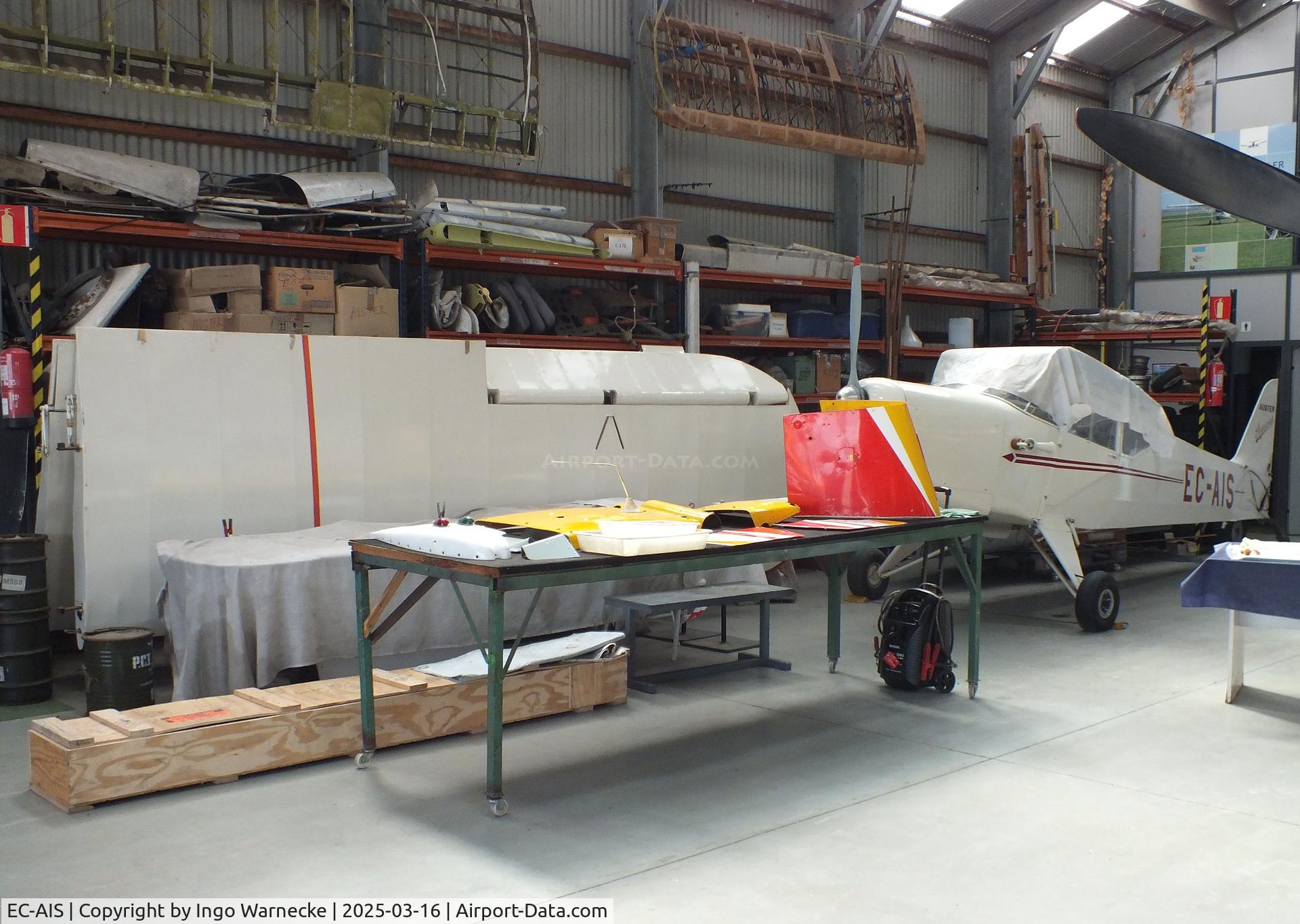 EC-AIS, Auster J-1 Autocrat C/N 2190, Auster J-1 Autocrat (wings dismounted) being restored at the FPAC (Fundació Parc Aeronàutic de Catalunya) Museu Aeronàutic de Catalunya at Sabadell airport