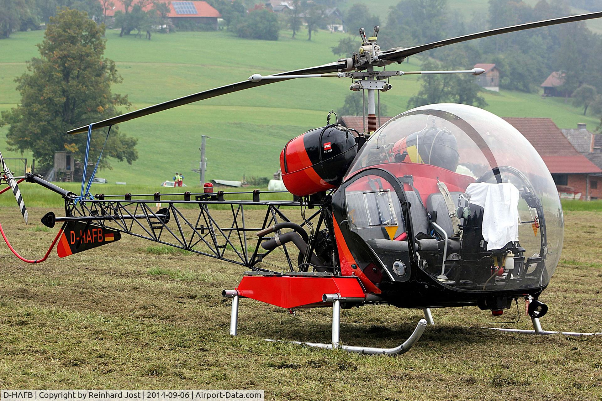 D-HAFB, 1967 Bell-Soloy 47G-3B-1T C/N WA426, This Soley-conversion of the Bell 47 was flown as Westland Sioux AH1 XT514 with the Royal Army and as D-HAFN and D-HAFW, before it entered the Helidays Austria at Franzl im Holz near Gmunden as D-HAFB