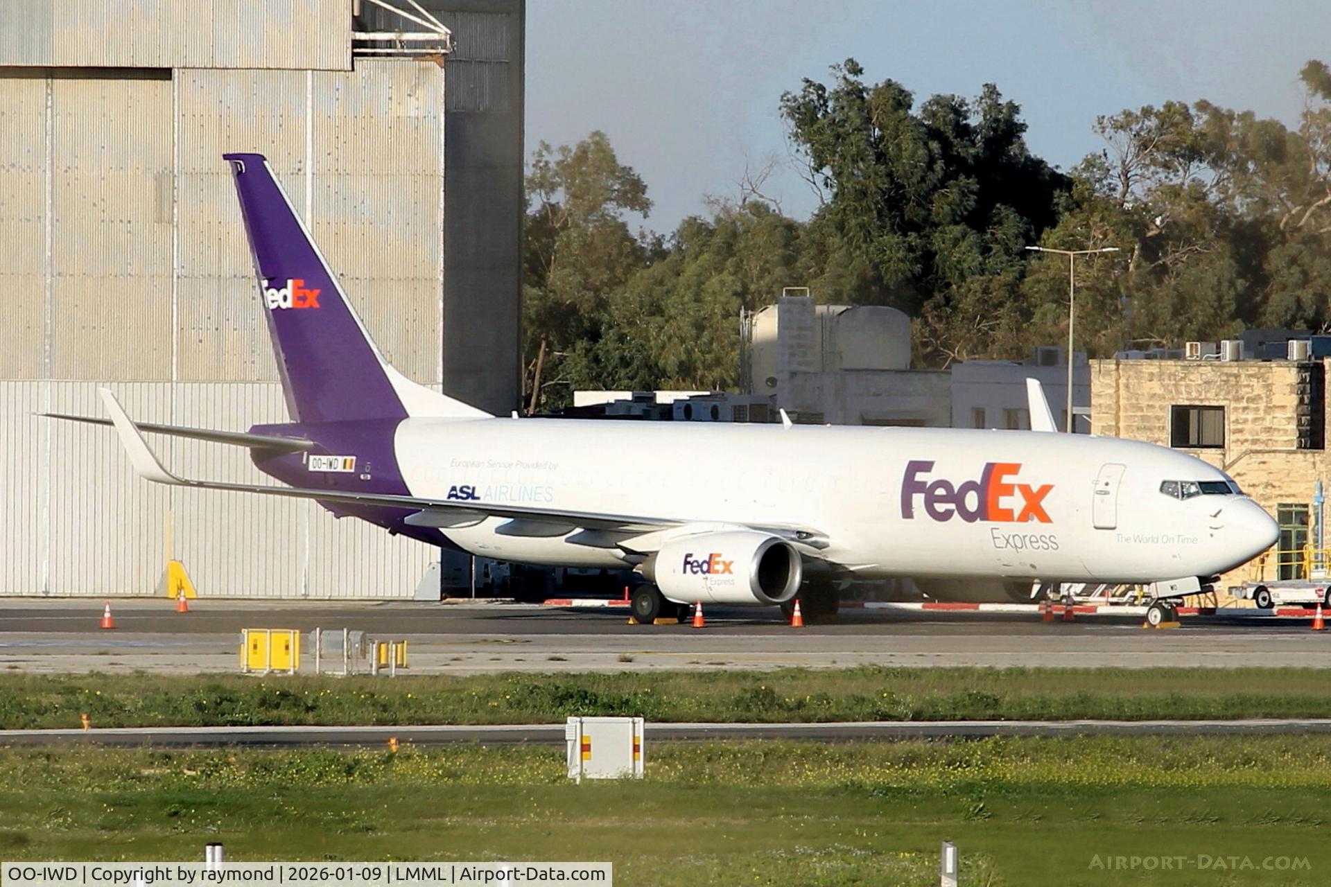 OO-IWD, 2007 Boeing 737-8AS C/N 35550, Boeing 737-8AS(BCF) reg OO-IWD of FedEx parked on Park No2 in Malta.