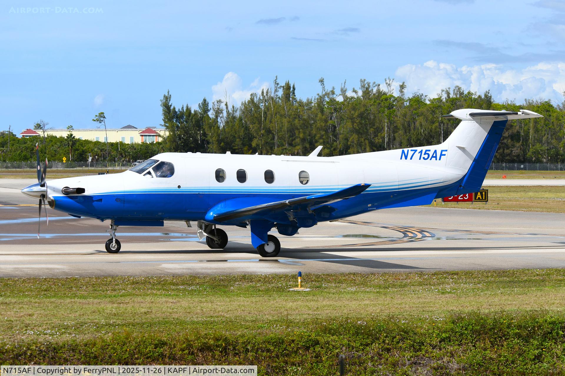 N715AF, 2017 Pilatus PC-12/47E C/N 1715, Cobalt AIr PC12 departing