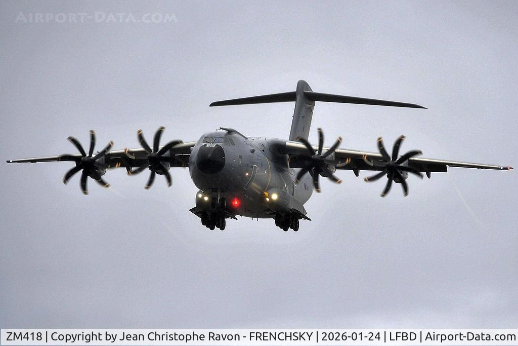 ZM418, 2018 Airbus A400M-180 Atlas C.1 C/N 056, Brize Norton (BZZ)	Bordeaux (BOD)	RRR4328