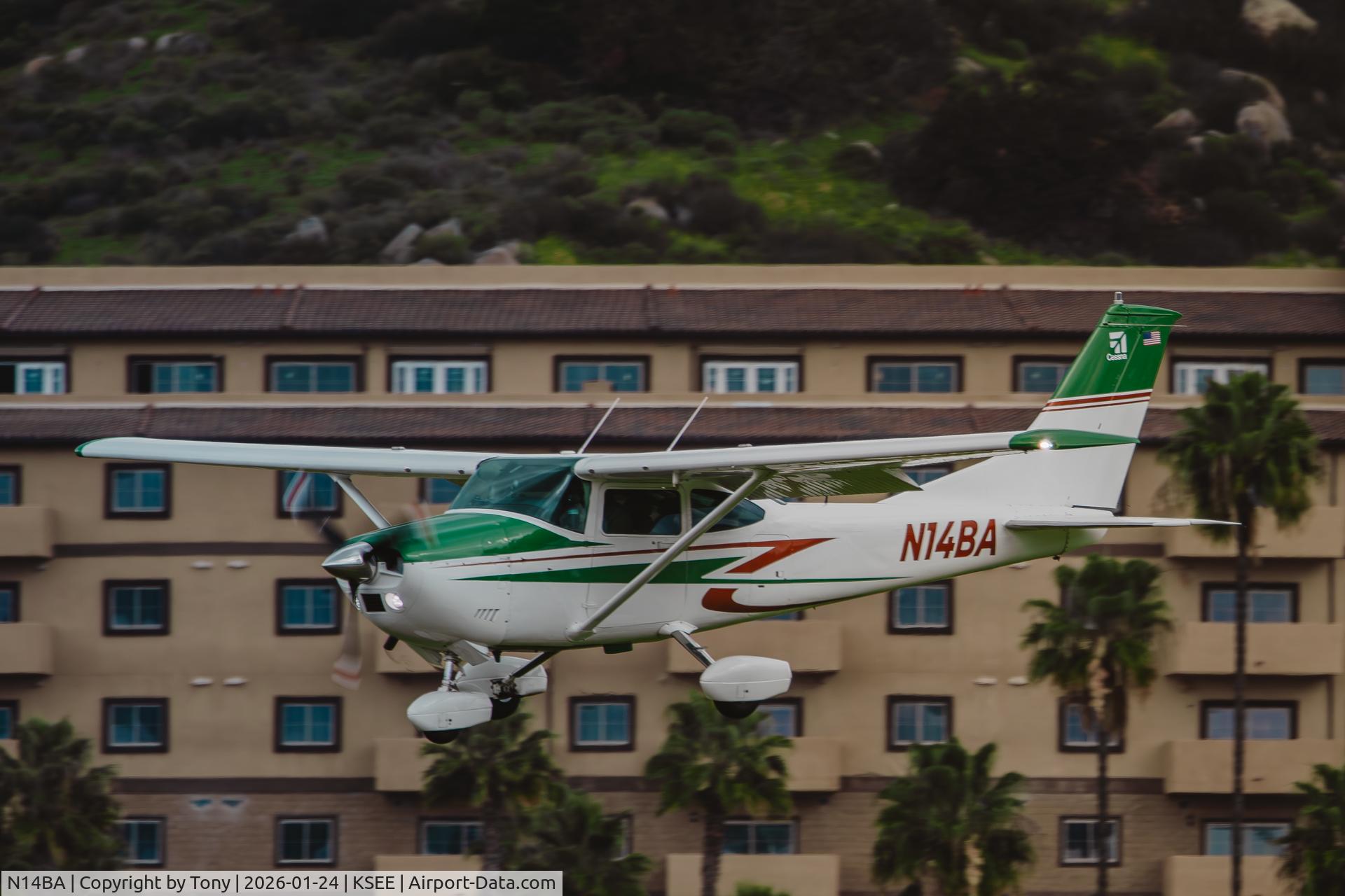 N14BA, 1972 Cessna 182P Skylane C/N 18261211, N14BA on approach at KSEE 27R