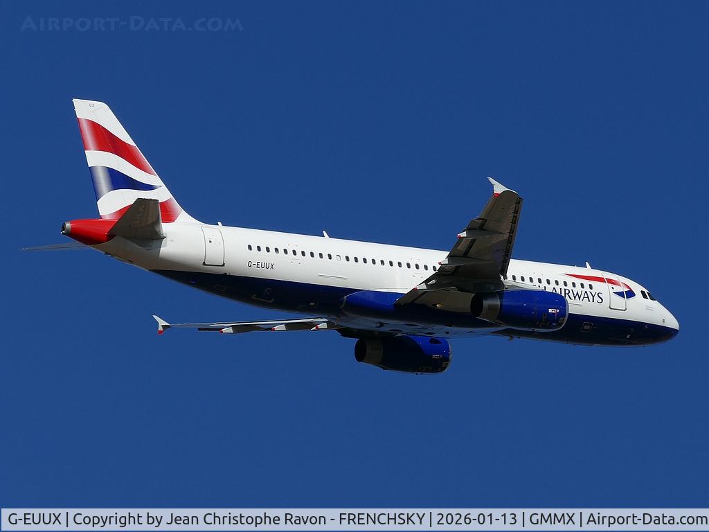 G-EUUX, 2008 Airbus A320-232 C/N 3550, BA2811 take off to London LGW