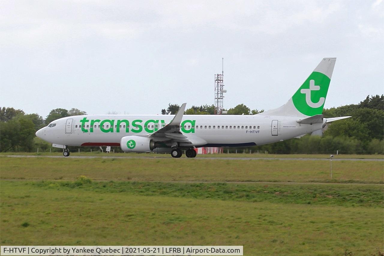 F-HTVF, 2017 Boeing 737-8K2 C/N 62160, Boeing 737-8K2, Take off run rwy 25L, Brest-Bretagne Airport (LFRB-BES)