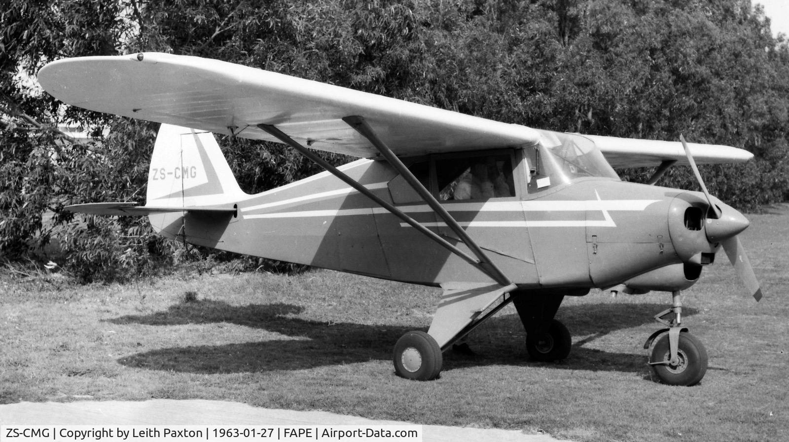 ZS-CMG, 1959 Piper PA-22-150 C/N 22-4458, Photo taken in front of Southern Aviation hangar, Port Elizabeth airport