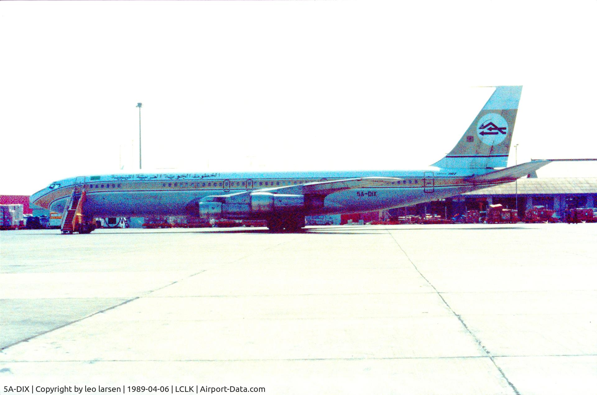 5A-DIX, 1965 Boeing 707-348C C/N 18880, Larnaca 6.4.1989