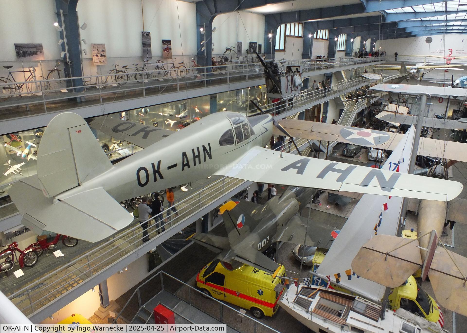 OK-AHN, Benes-Mraz M-1C Sokol C/N 118, Mraz M-1C Sokol (this aircraft made a long distance flight from Prague to Capetown in April/Mai 1947) at the NTM (Narodni Technicke Muzeum / National Technical Museum), Prague