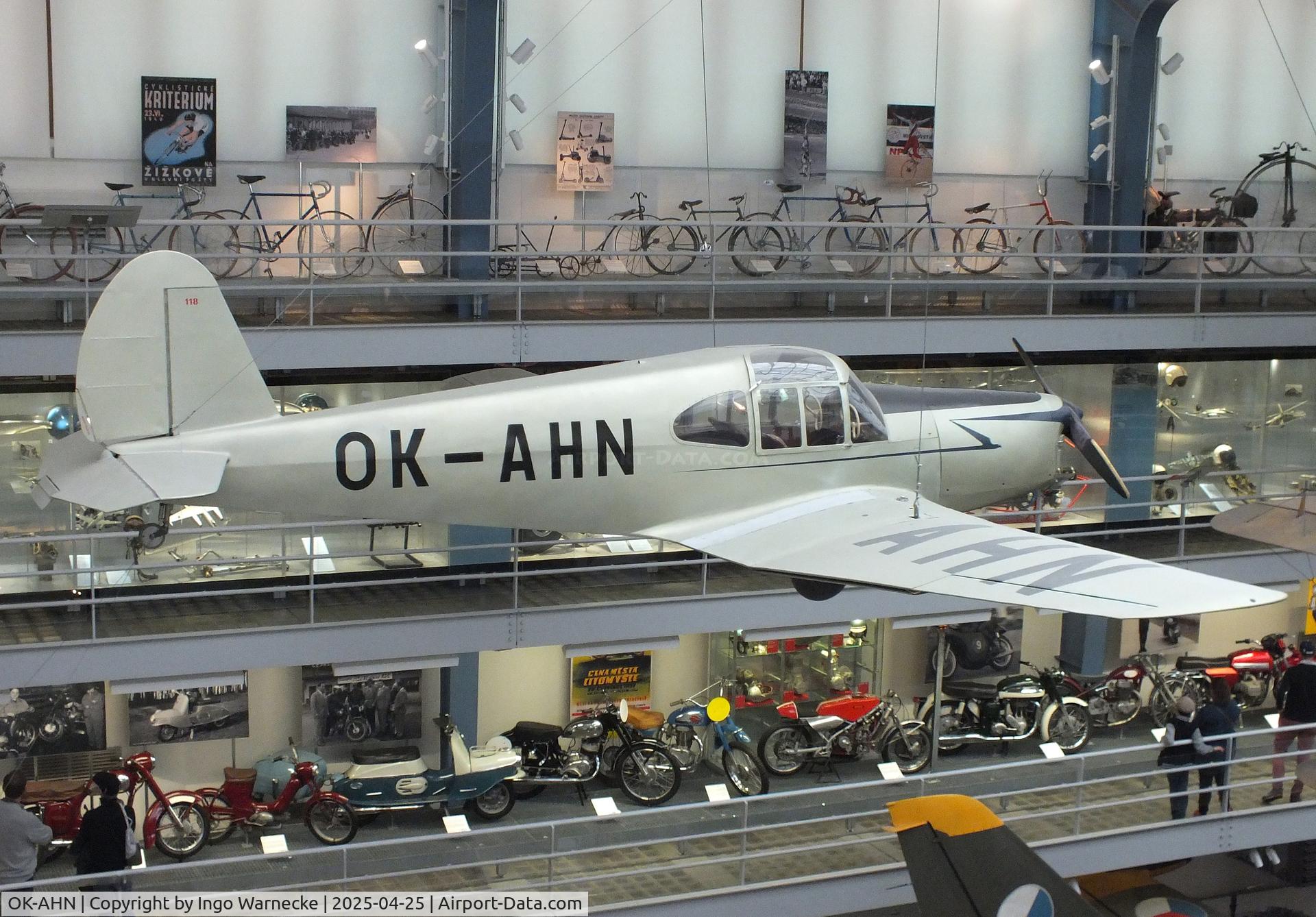 OK-AHN, Benes-Mraz M-1C Sokol C/N 118, Mraz M-1C Sokol (this aircraft made a long distance flight from Prague to Capetown in April/Mai 1947) at the NTM (Narodni Technicke Muzeum / National Technical Museum), Prague