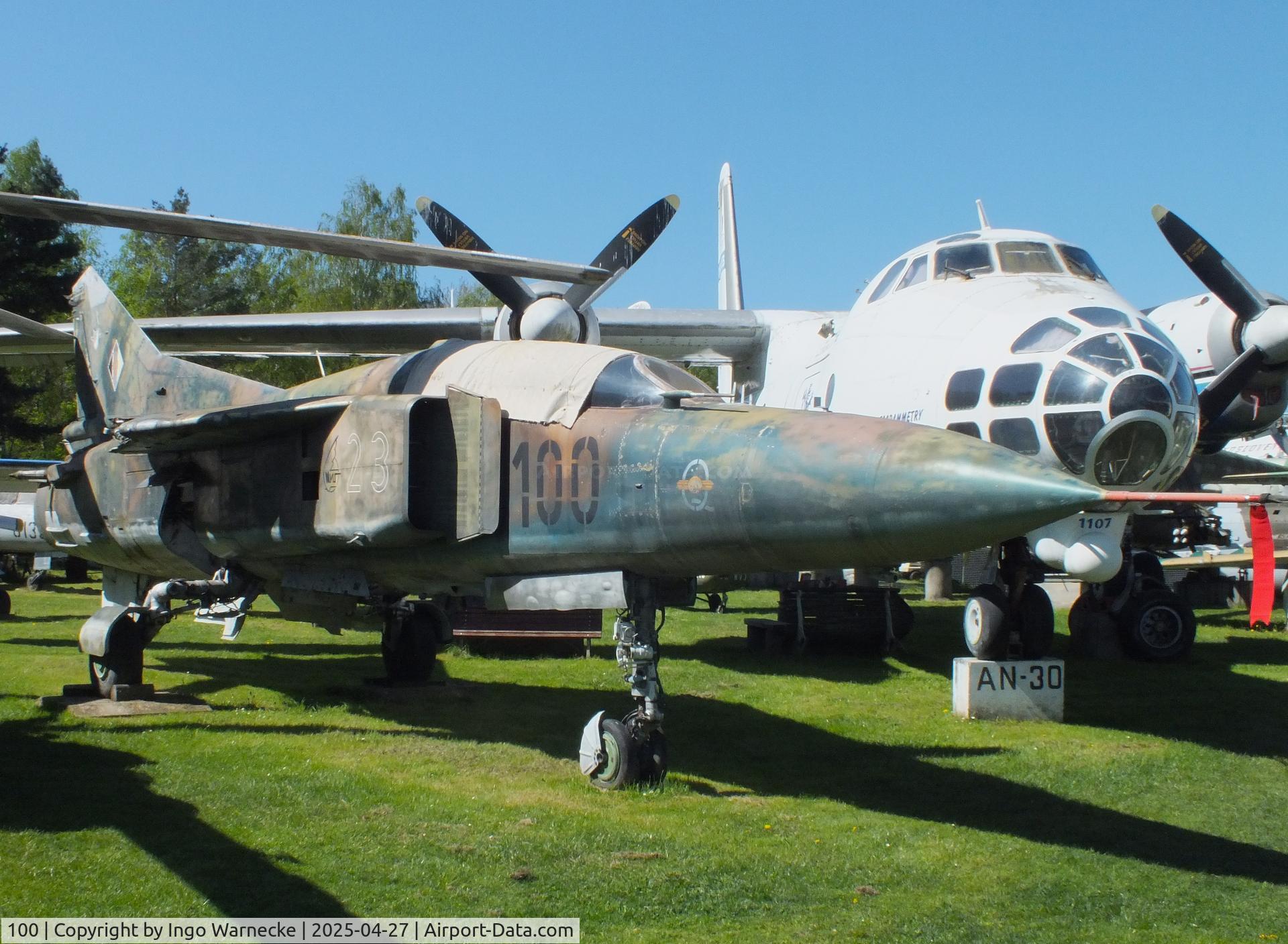 100, Mikoyan-Gurevich MiG-23UB C/N A1038504, Mikoyan i Gurevich MiG-23UB FLOGGER-C (wings/tailplanes dismounted) at the Air Park Zruč-Senec