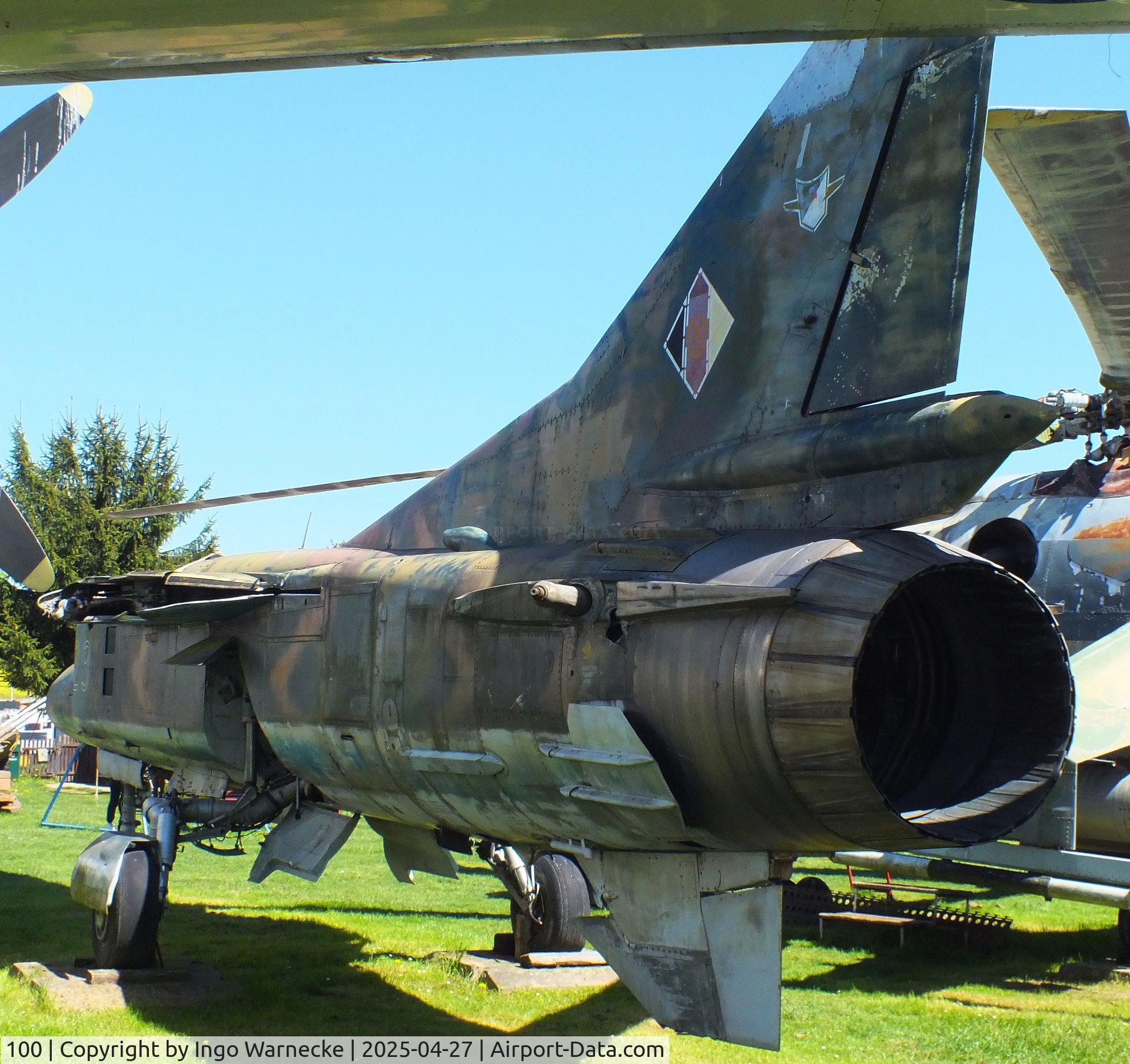 100, Mikoyan-Gurevich MiG-23UB C/N A1038504, Mikoyan i Gurevich MiG-23UB FLOGGER-C (wings/tailplanes dismounted) at the Air Park Zruč-Senec