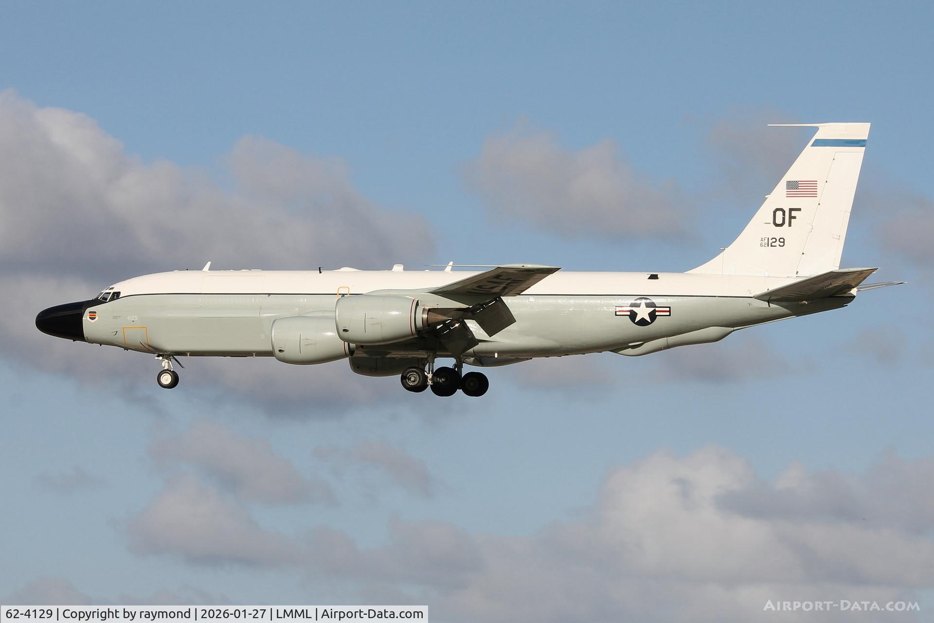 62-4129, 1962 Boeing TC-135W Stratolifter C/N 18469, United States Air Force Boeing TC-135W Stratolifter reg 62-4129 seen landing in Malta RW31. The aircraft stopped in Malta for a technical stop.