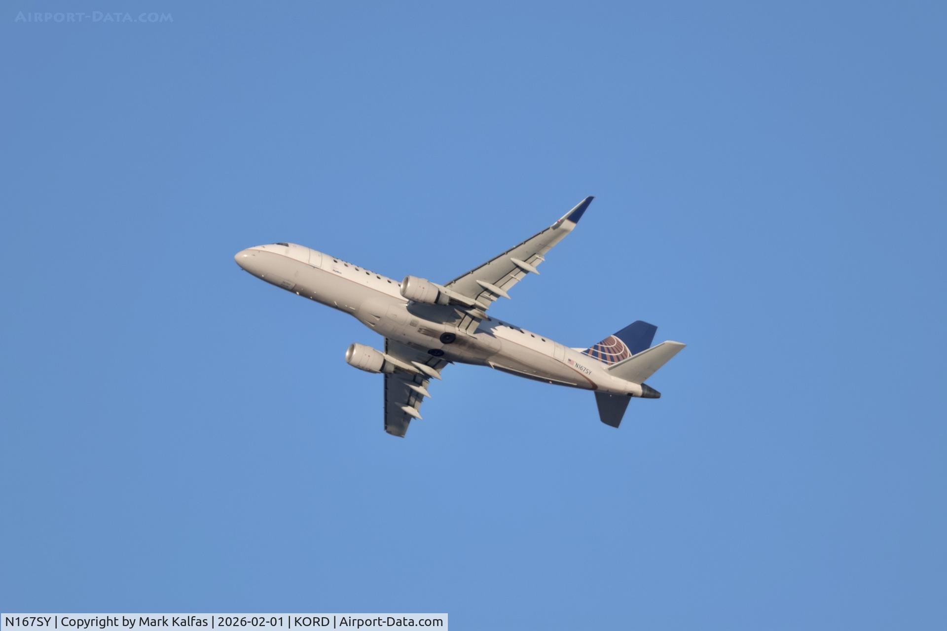 N167SY, 2016 Embraer 175LR (ERJ-170-200LR) C/N 17000616, E75L SkyWest / United Express EMBRAER 175 N167SY SKY5586 ORD-DAY