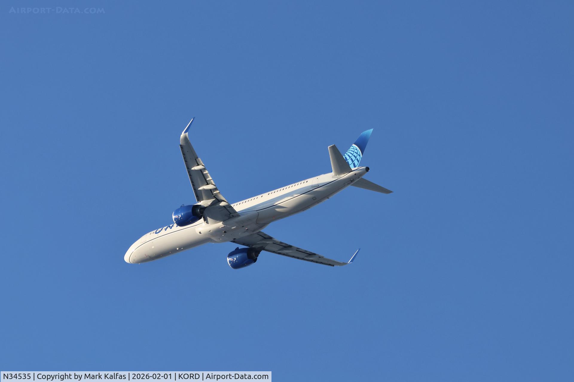 N34535, 2025 Airbus A321-271NX C/N 12332, A21N United Airbus A321neo, N34535, UA1577 ORD-SFO